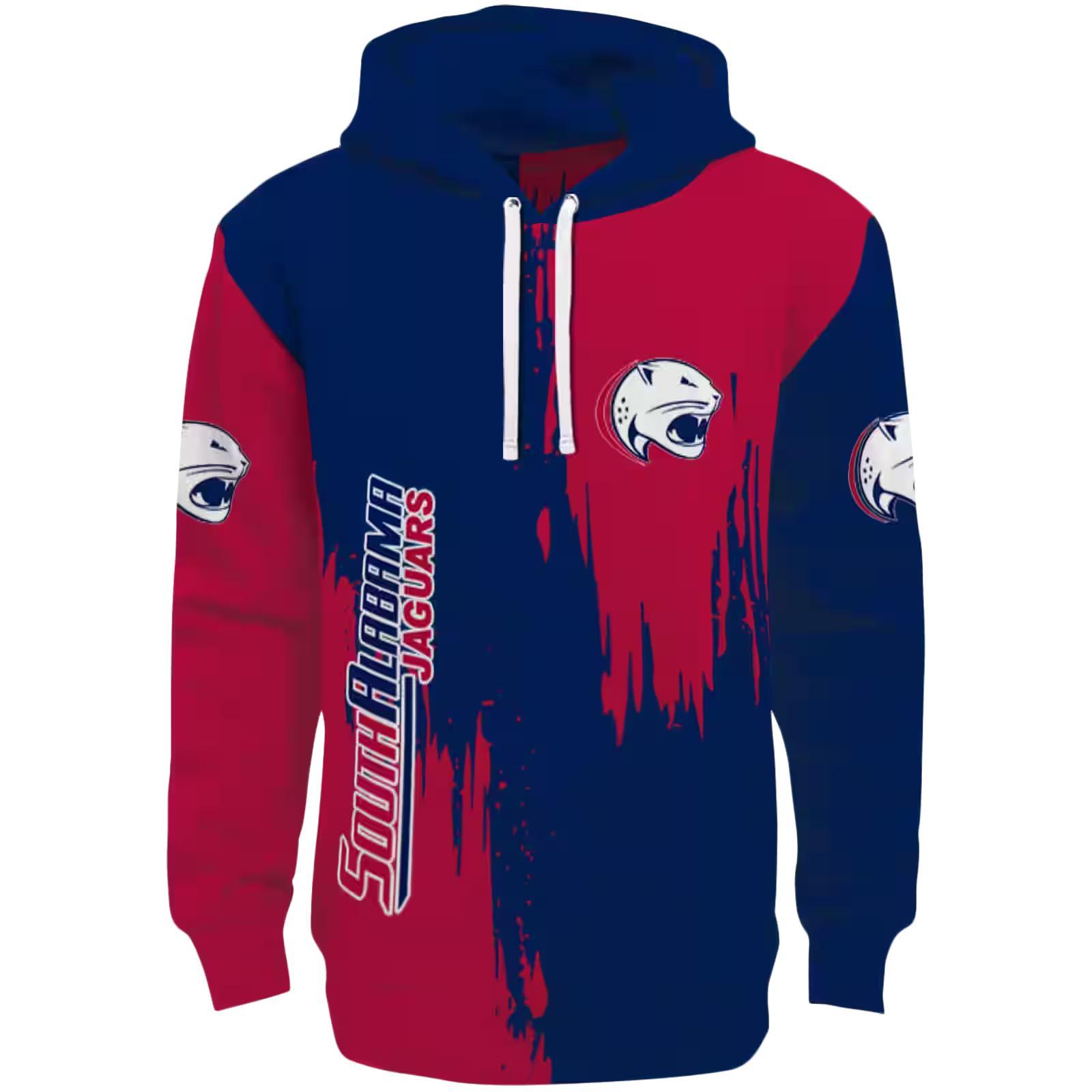 South Alabama Jaguars Splatter Effect Blue Hoodie