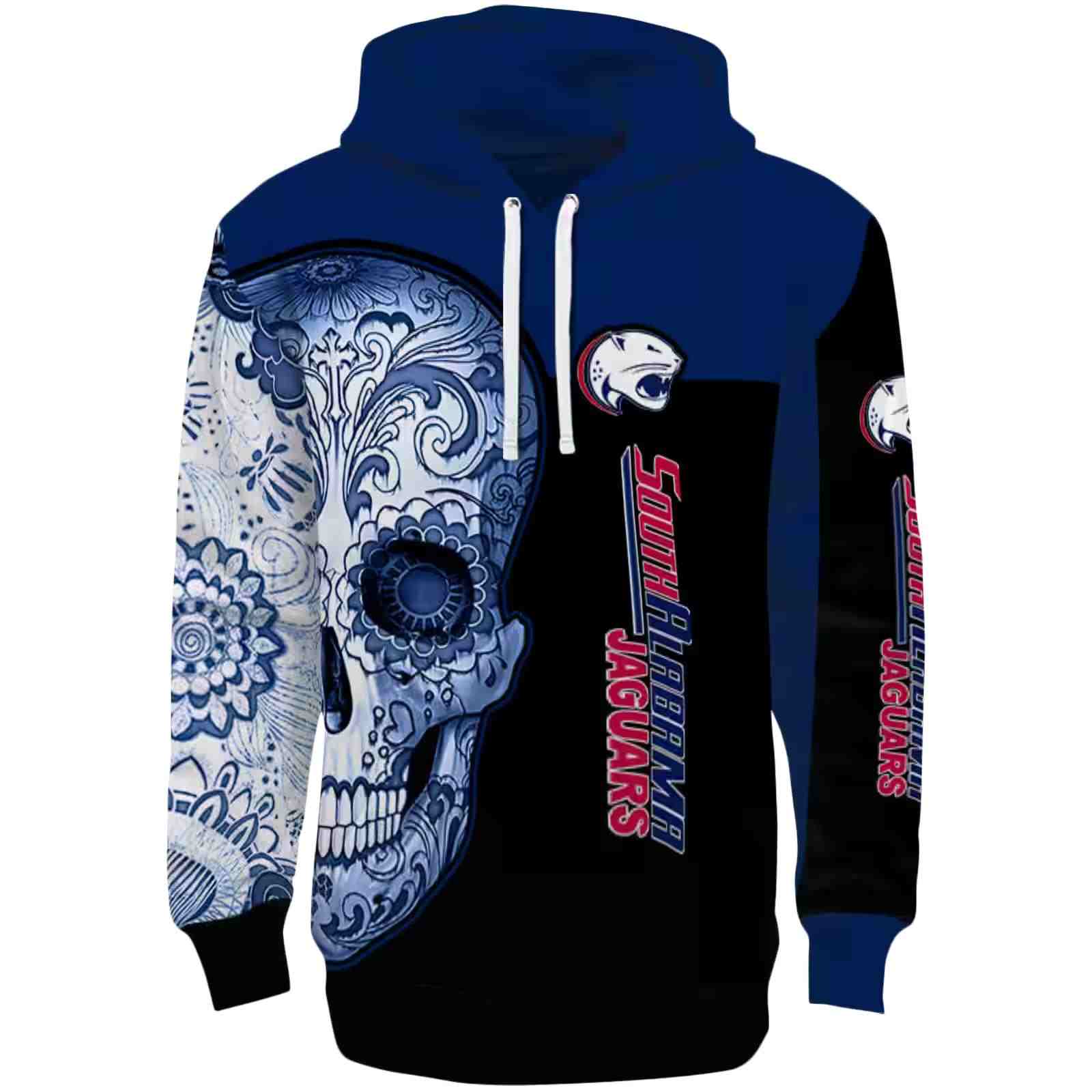 South Alabama Jaguars Sugar Skull Blue Black Hoodie