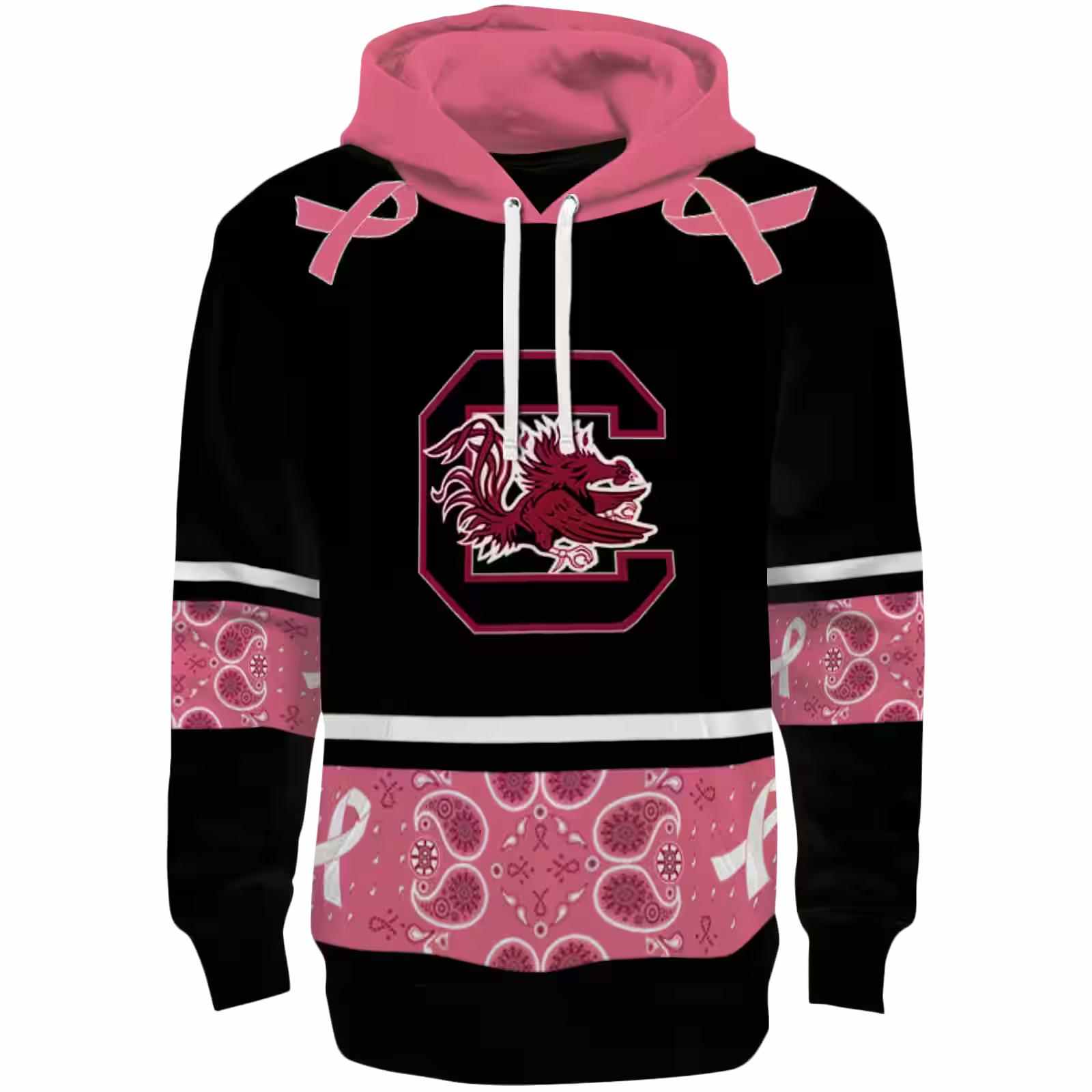 South Carolina Gamecocks Awareness Ribbon Black Pink Hoodie