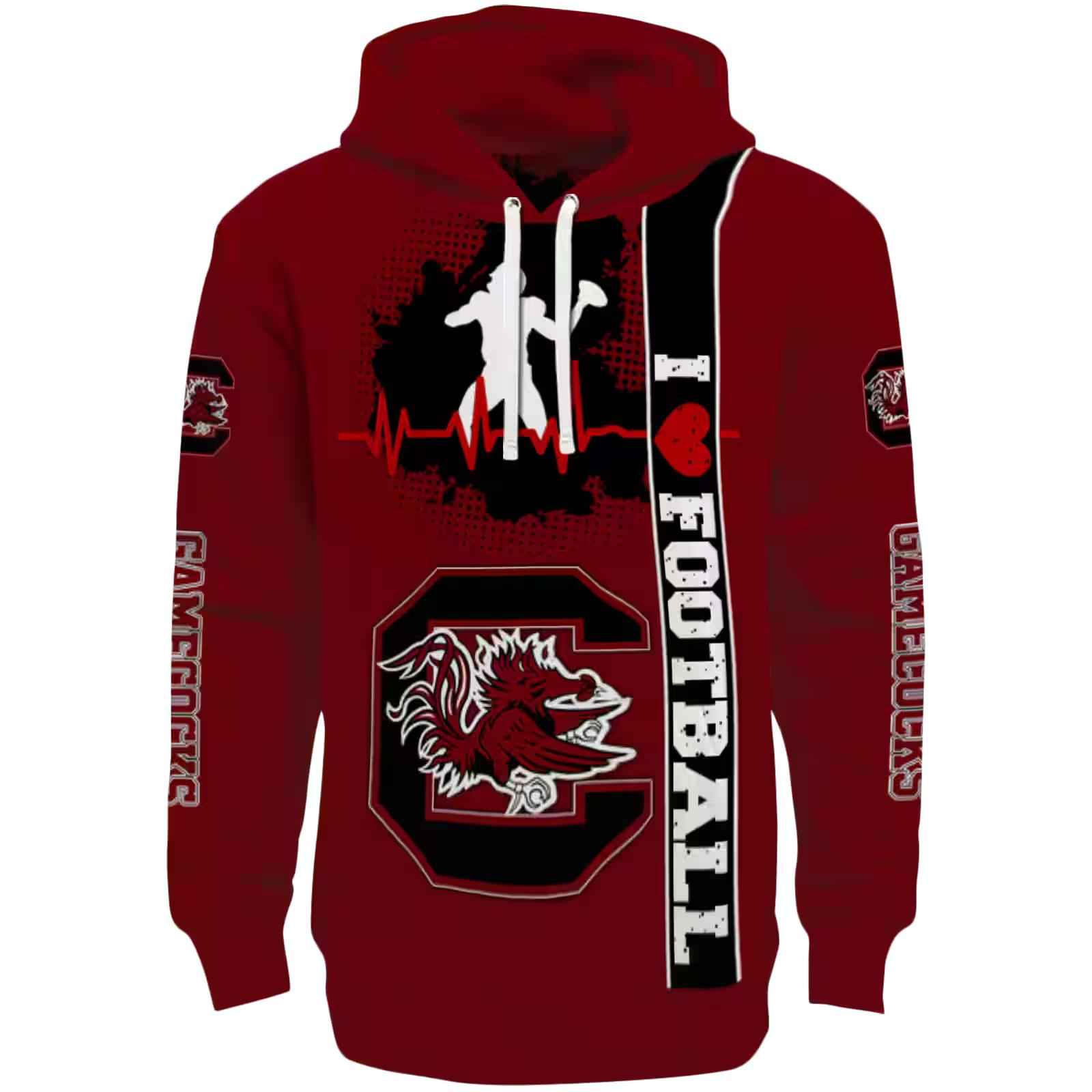 South Carolina Gamecocks Football Heartbeat Garnet Hoodie