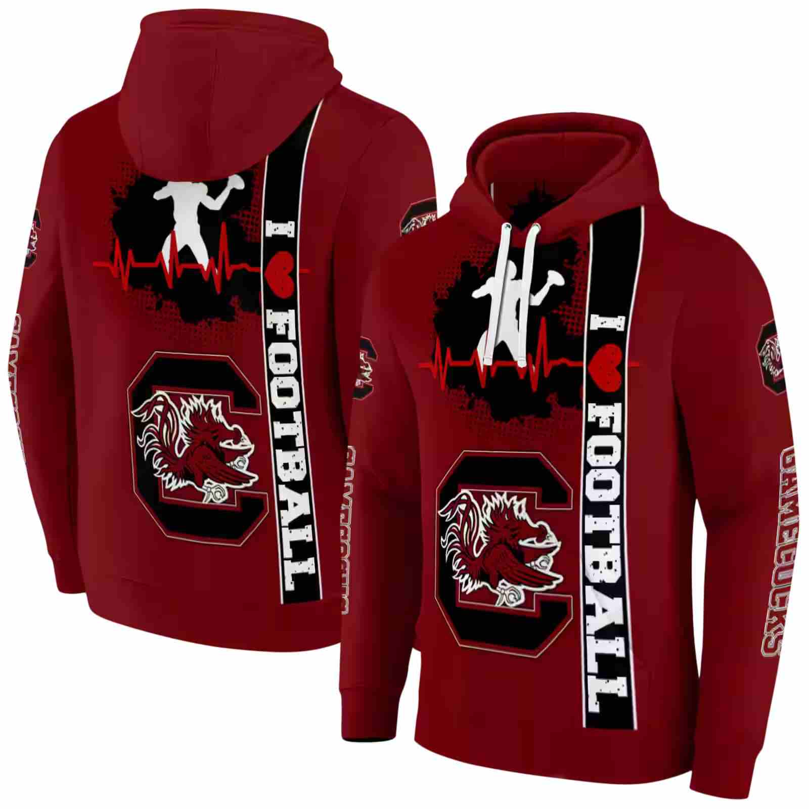 south carolina gamecocks football heartbeat garnet hoodie fashion forward