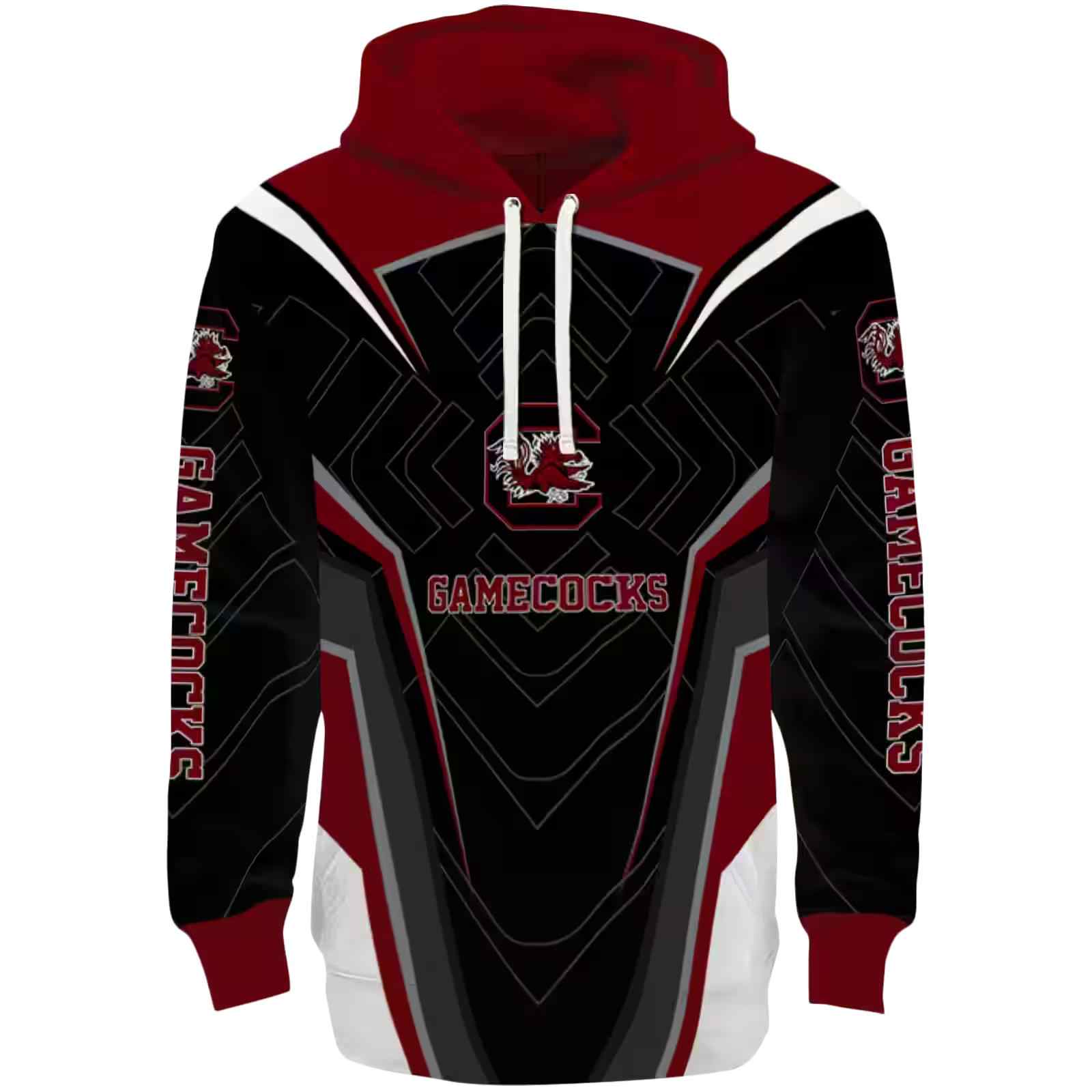 South Carolina Gamecocks Futuristic Pattern Garnet Black Hoodie