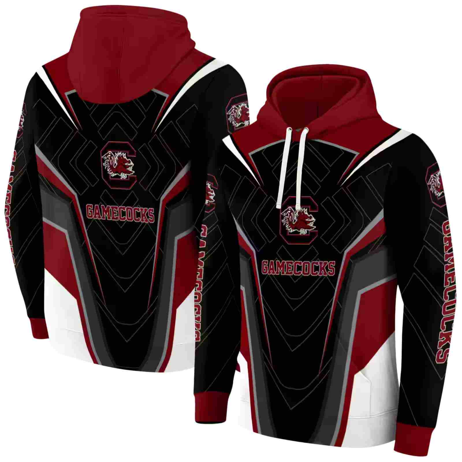 south carolina gamecocks futuristic pattern garnet black hoodie fashion forward