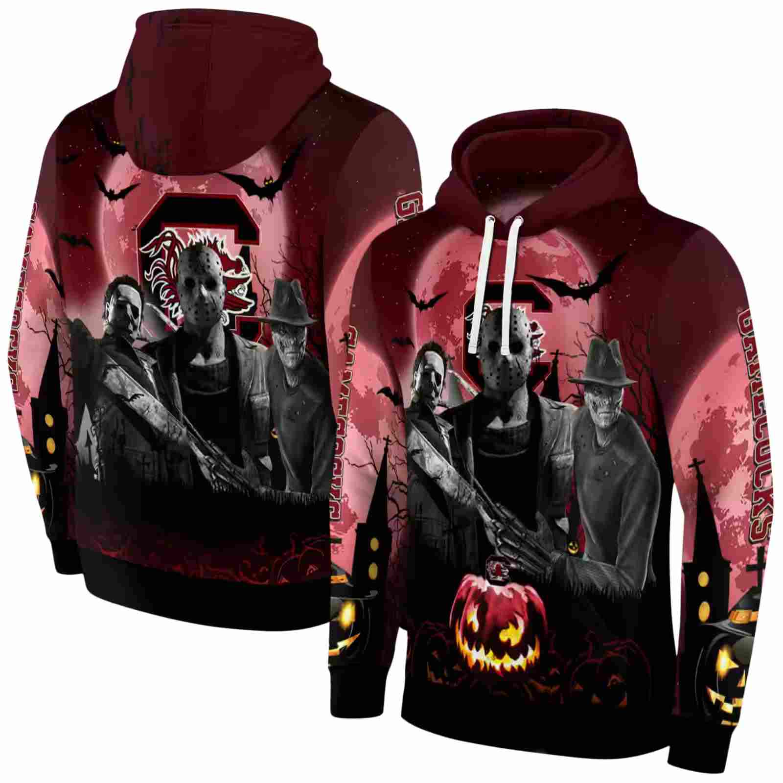 south carolina gamecocks halloween vibes garnet black hoodie fashion forward