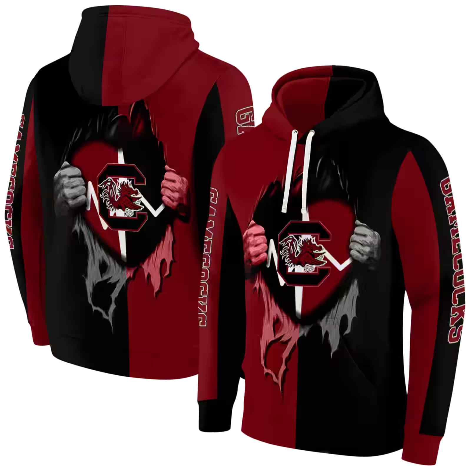 south carolina gamecocks heartbeat graphic garnet hoodie fashion forward