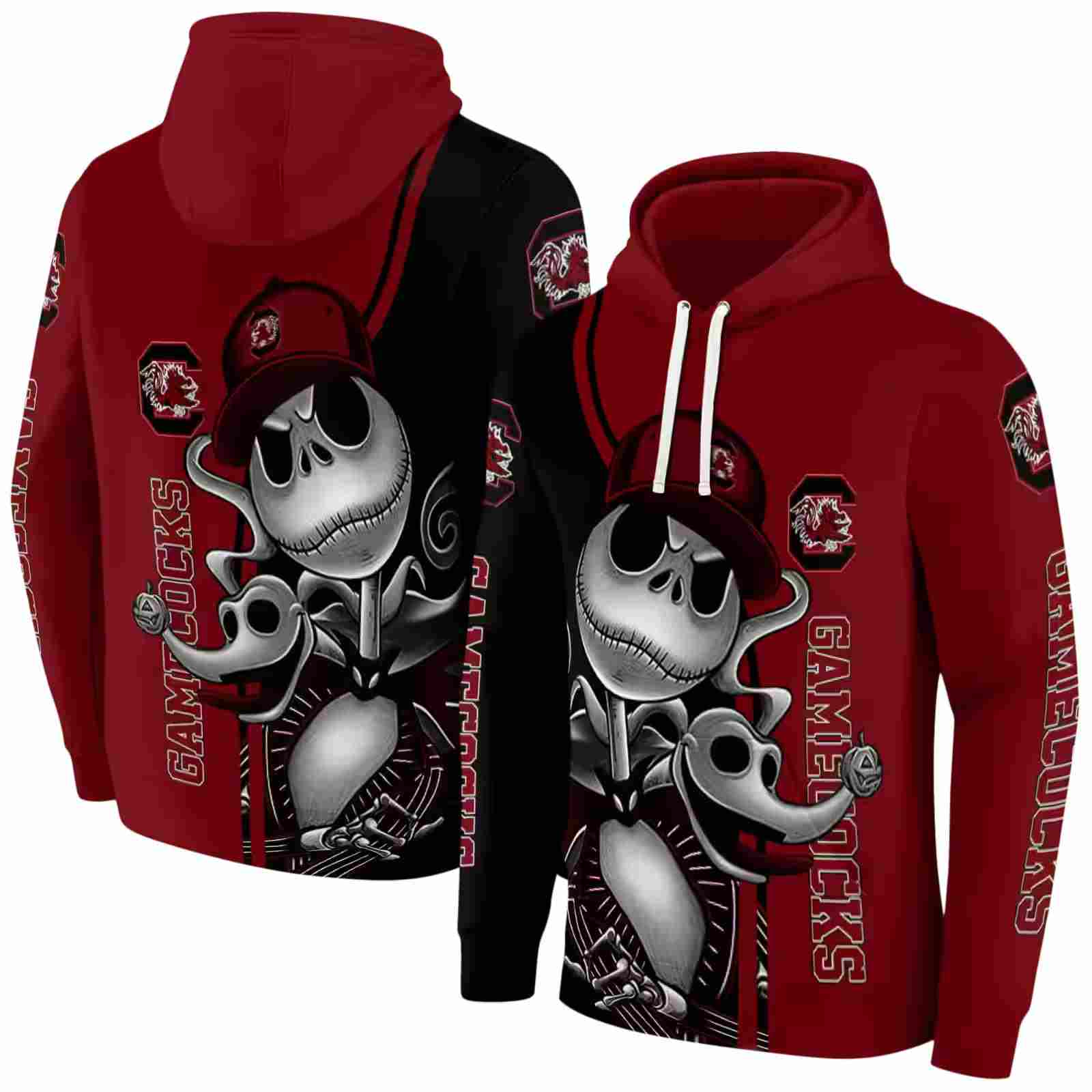 south carolina gamecocks jack skellington garnet hoodie fashion forward