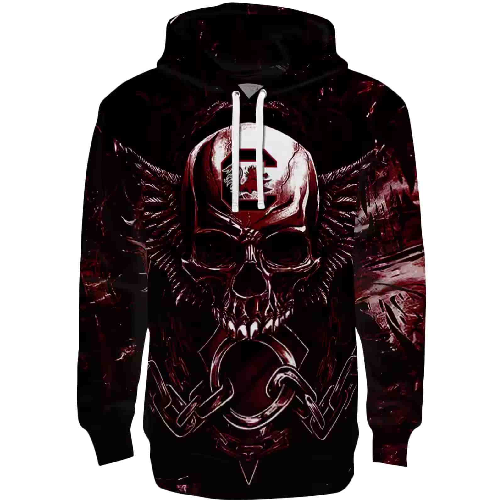 South Carolina Gamecocks Skull Artwork Garnet Black Hoodie