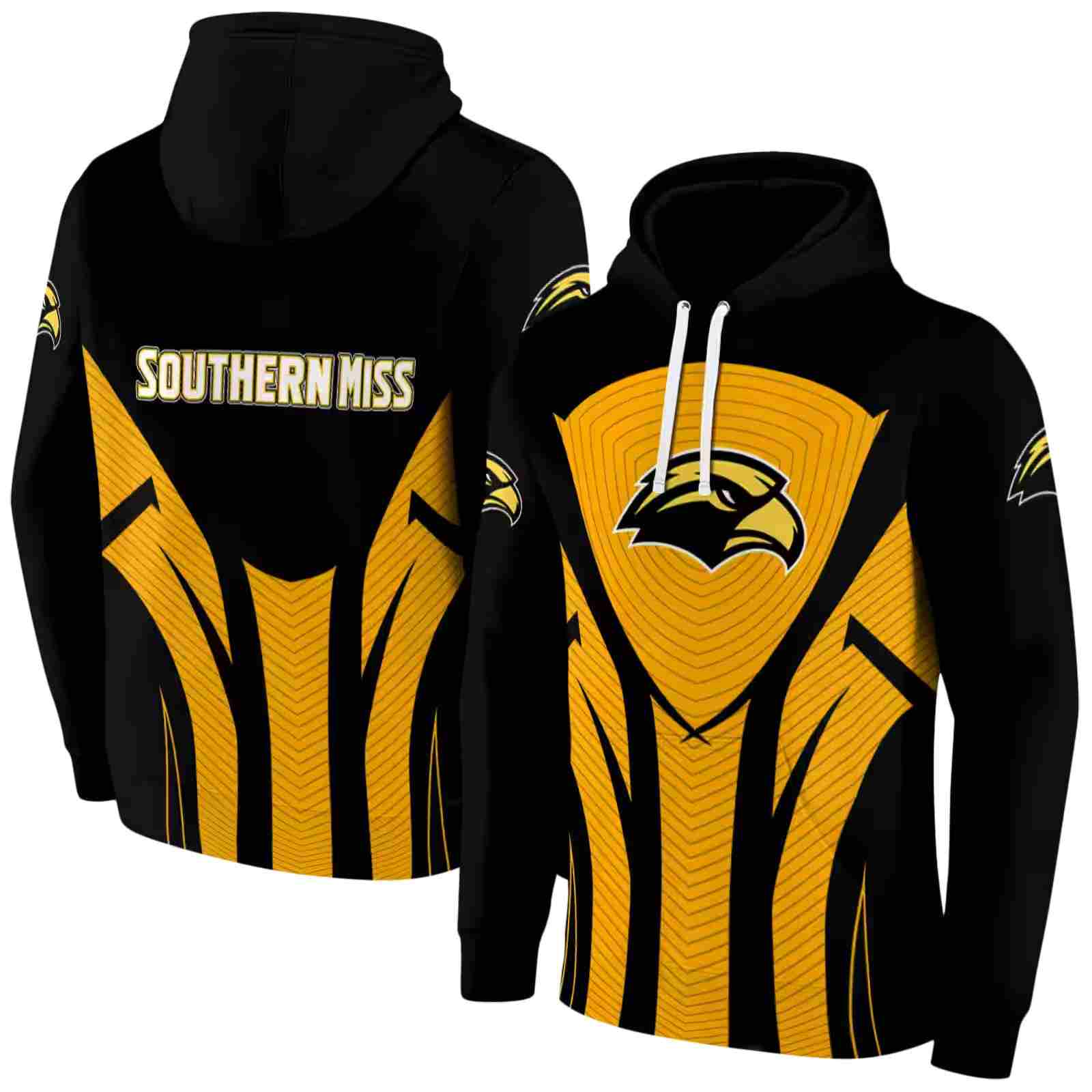 southern miss golden eagles concentric lines black hoodie fashion forward