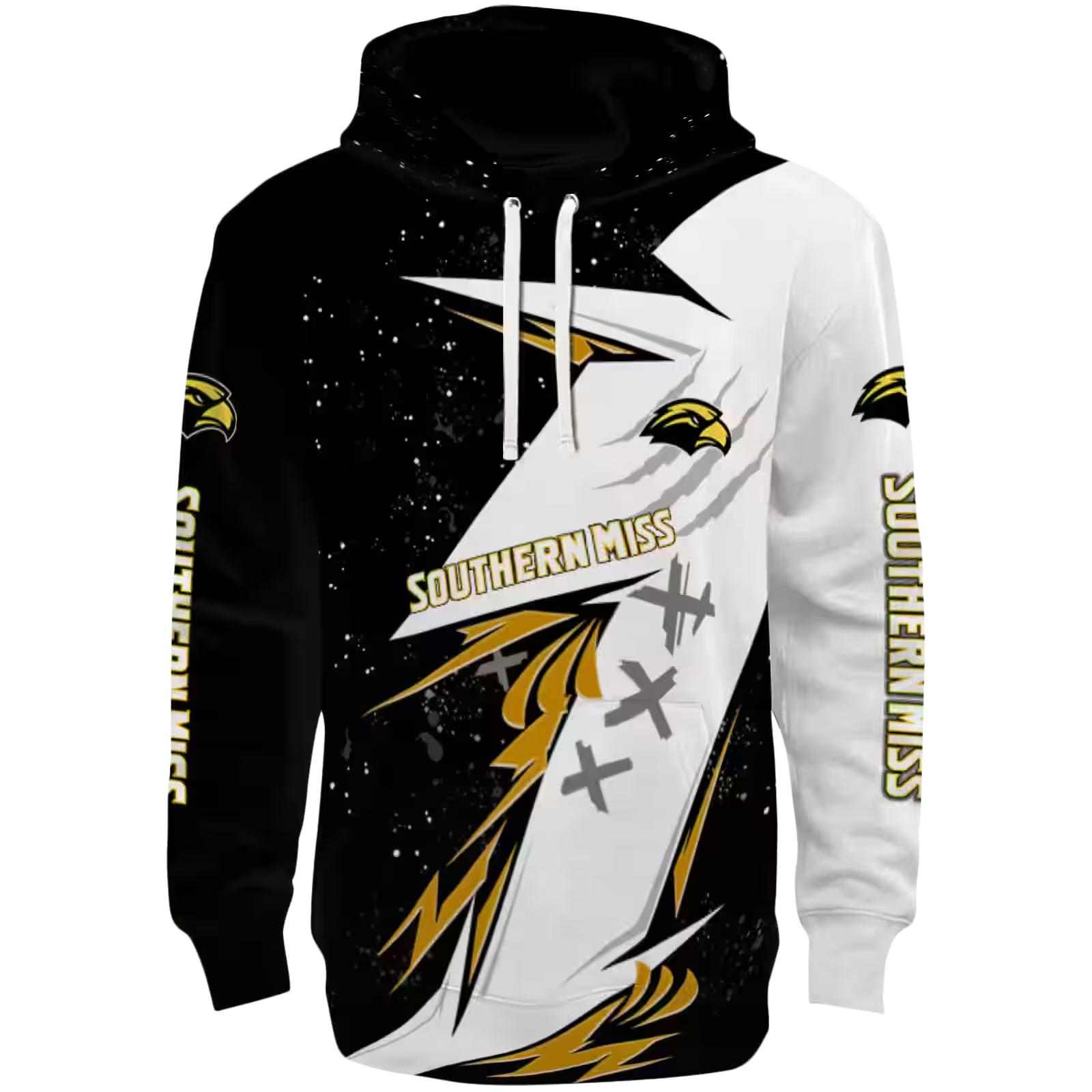 Southern Miss Golden Eagles Dynamic Slash Black White Hoodie