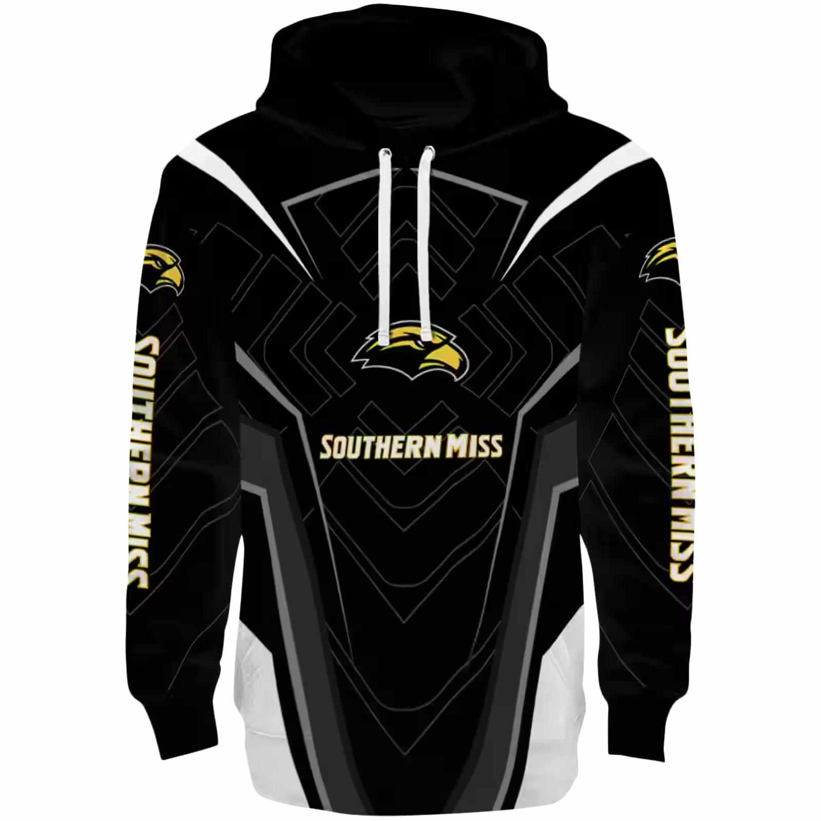 Southern Miss Golden Eagles Futuristic Pattern Black Hoodie