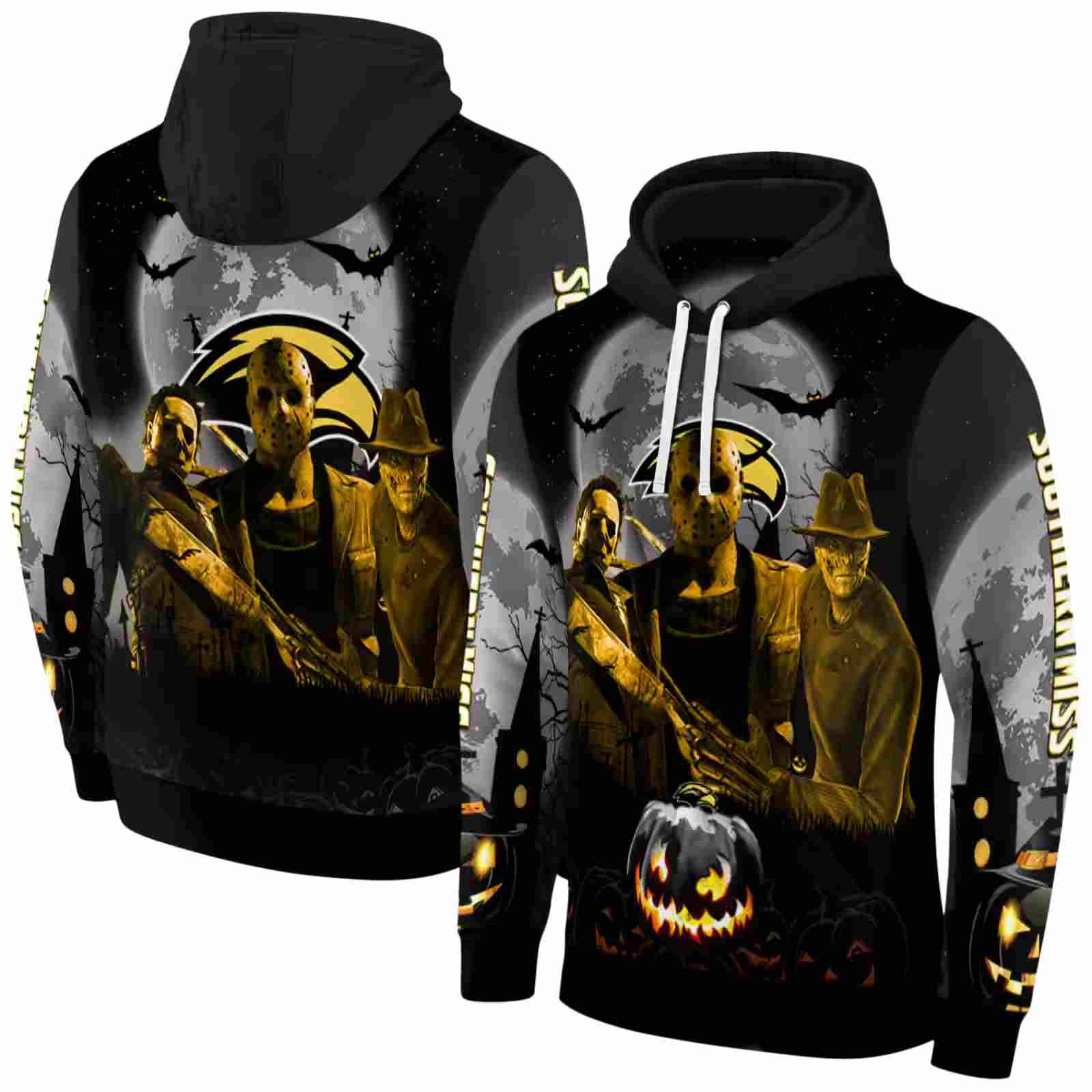 southern miss golden eagles halloween vibes black hoodie fashion forward