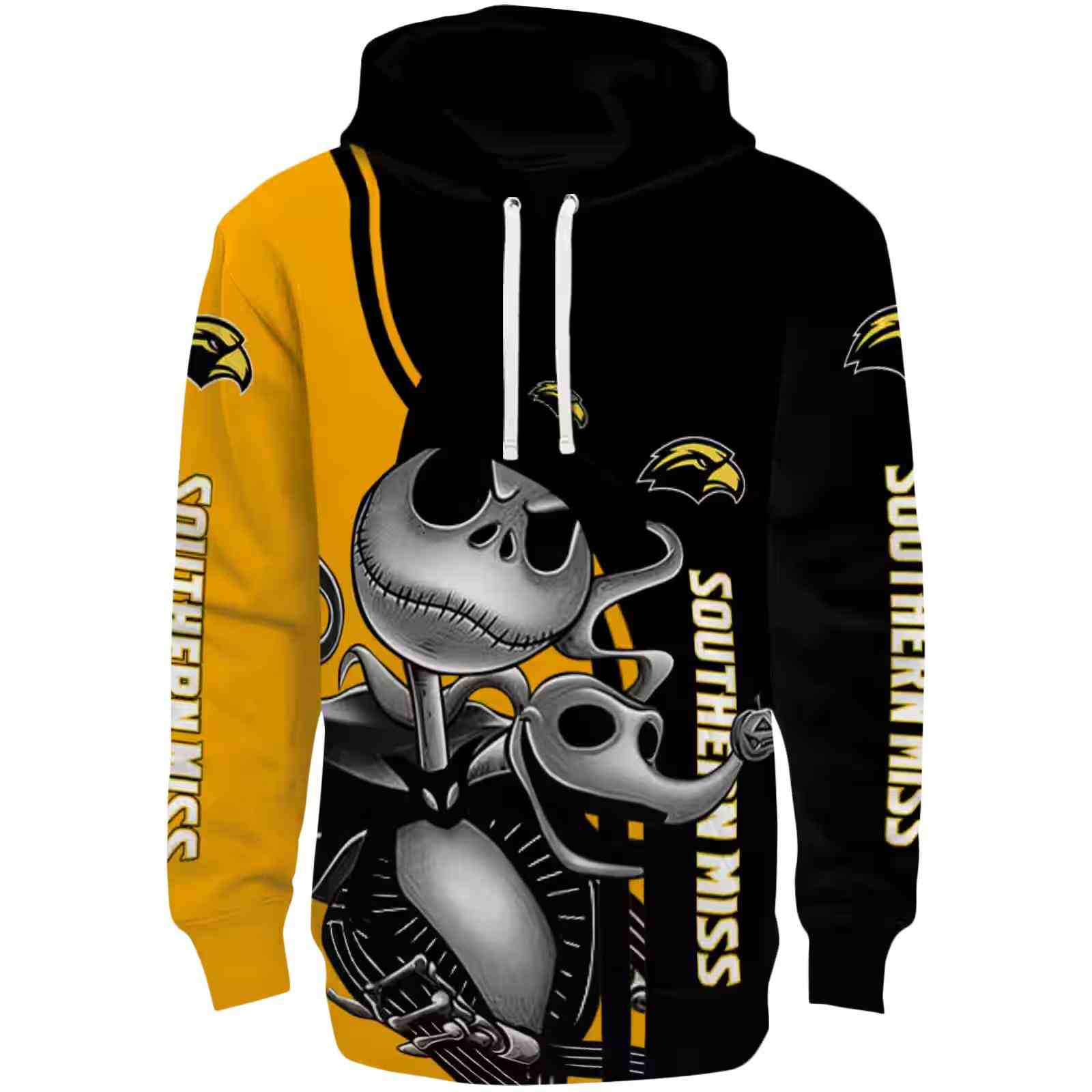 Southern Miss Golden Eagles Jack Skellington Black Hoodie