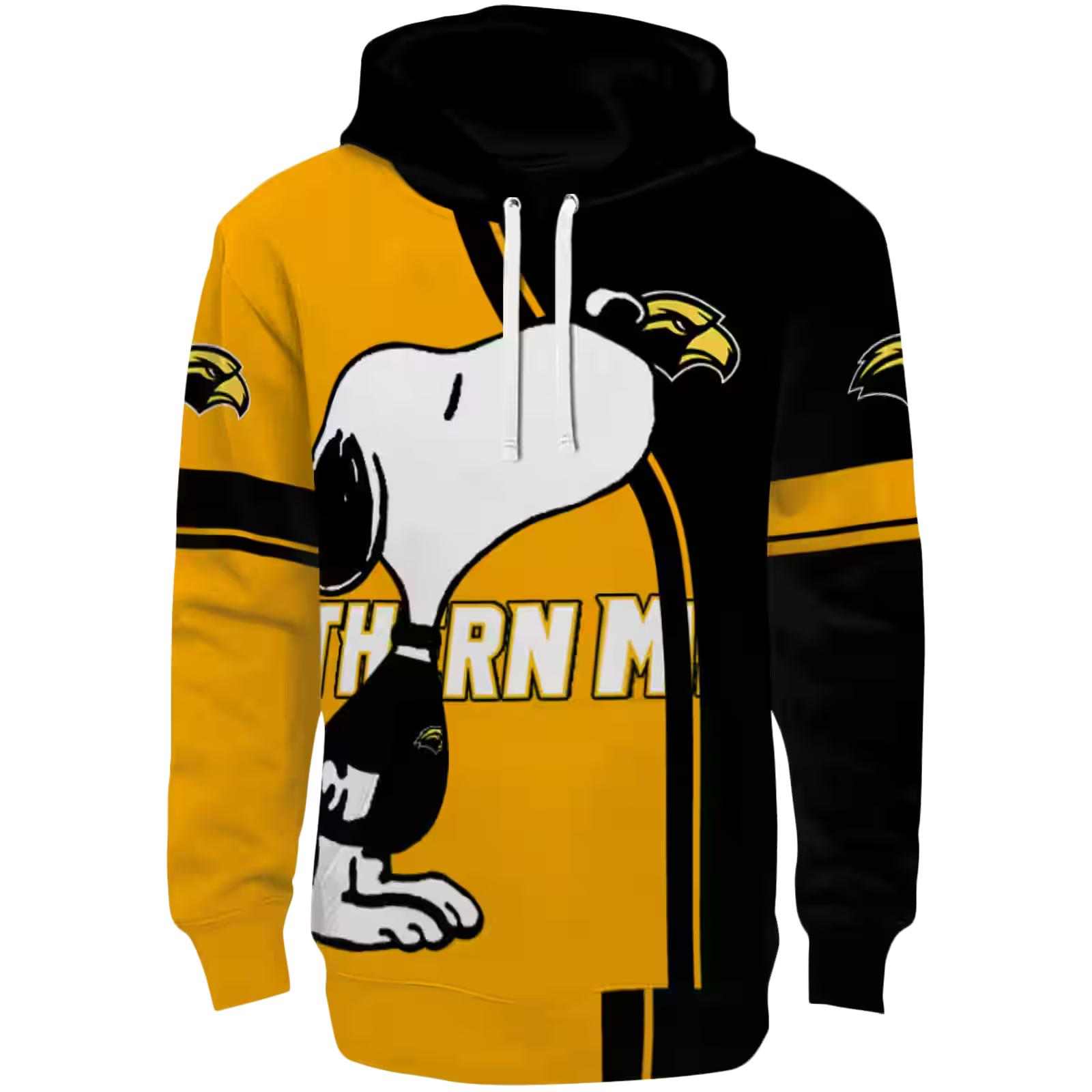 Southern Miss Golden Eagles Playful Snoopy Black Hoodie