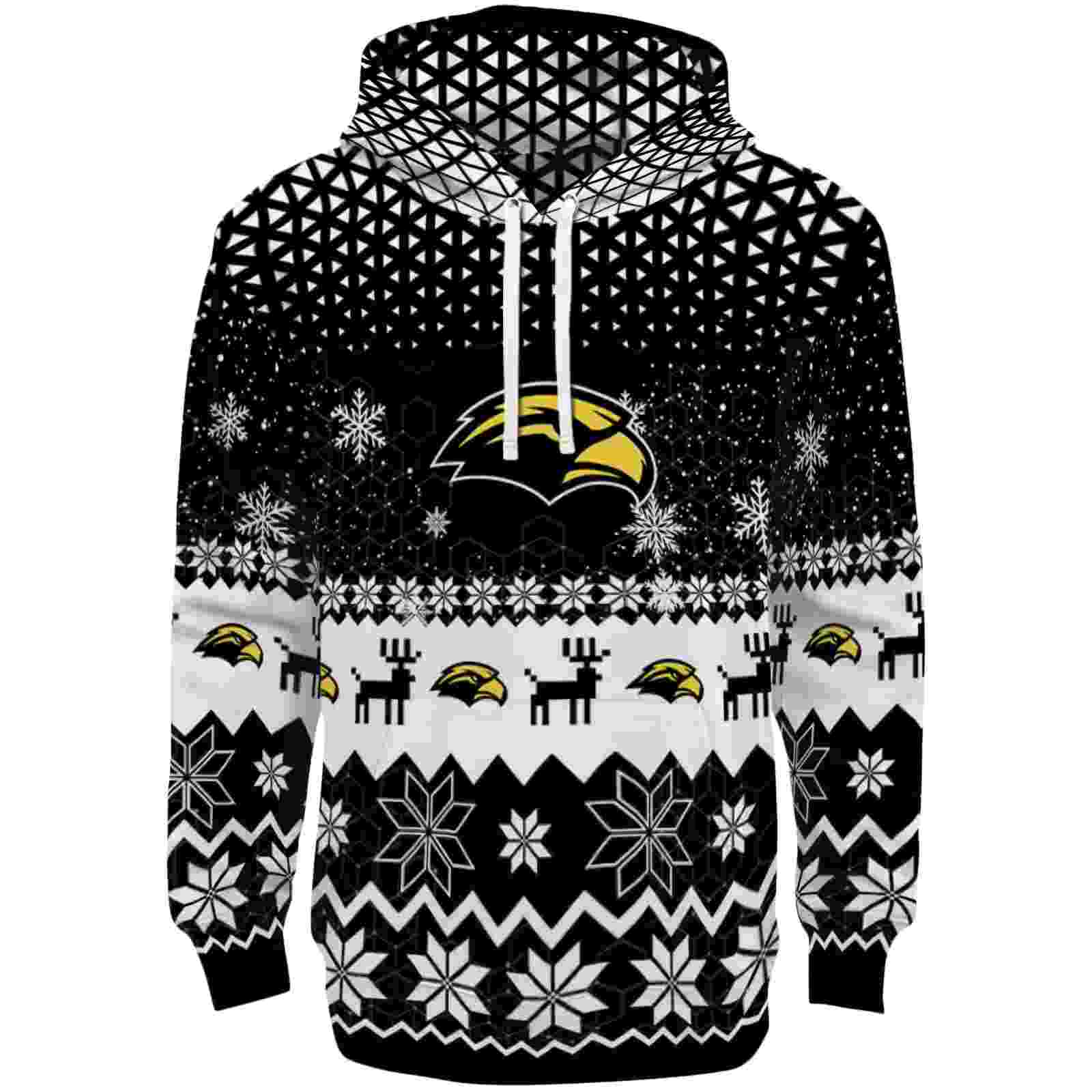 Southern Miss Golden Eagles Reindeer Motif Black Hoodie