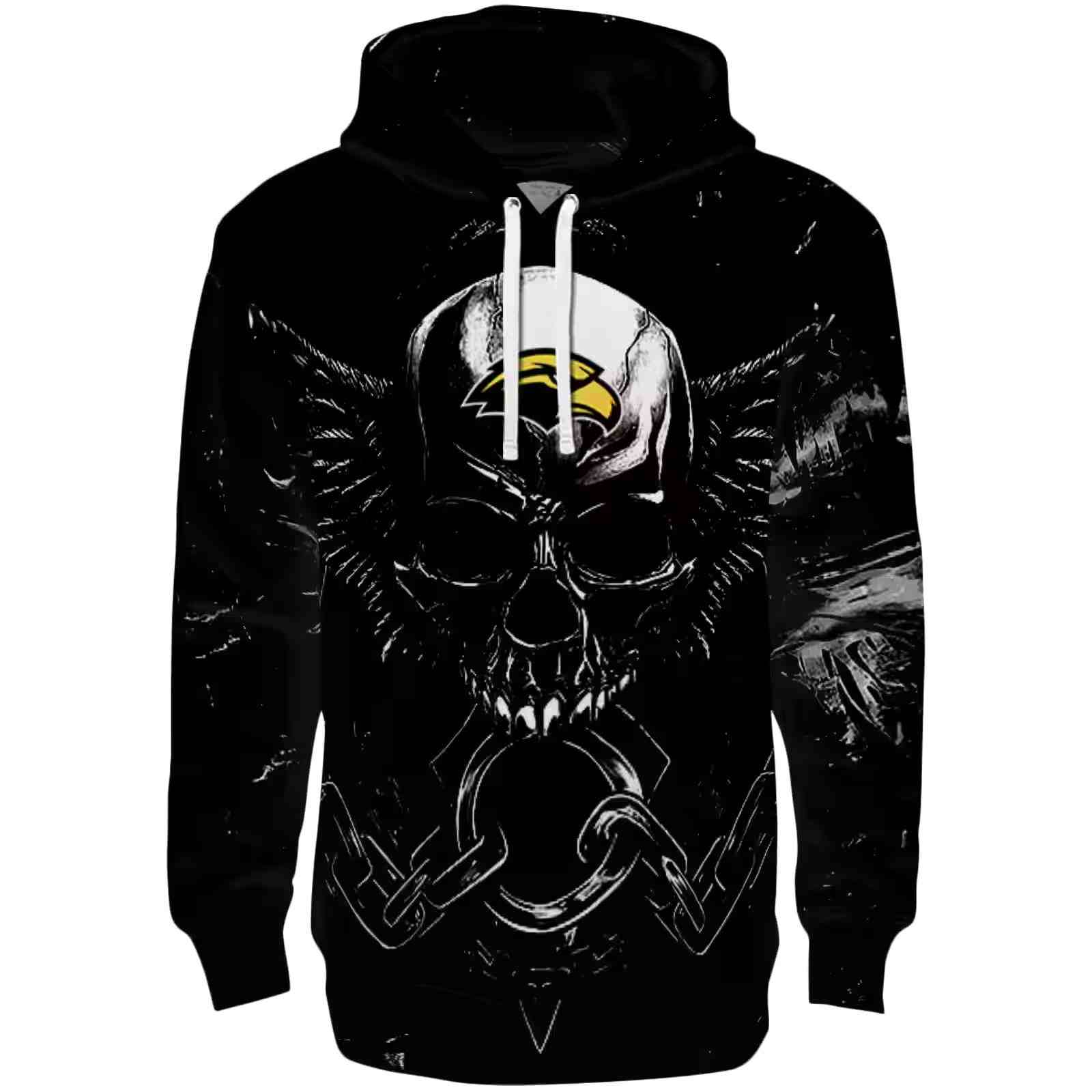 Southern Miss Golden Eagles Skull Artwork Black Hoodie