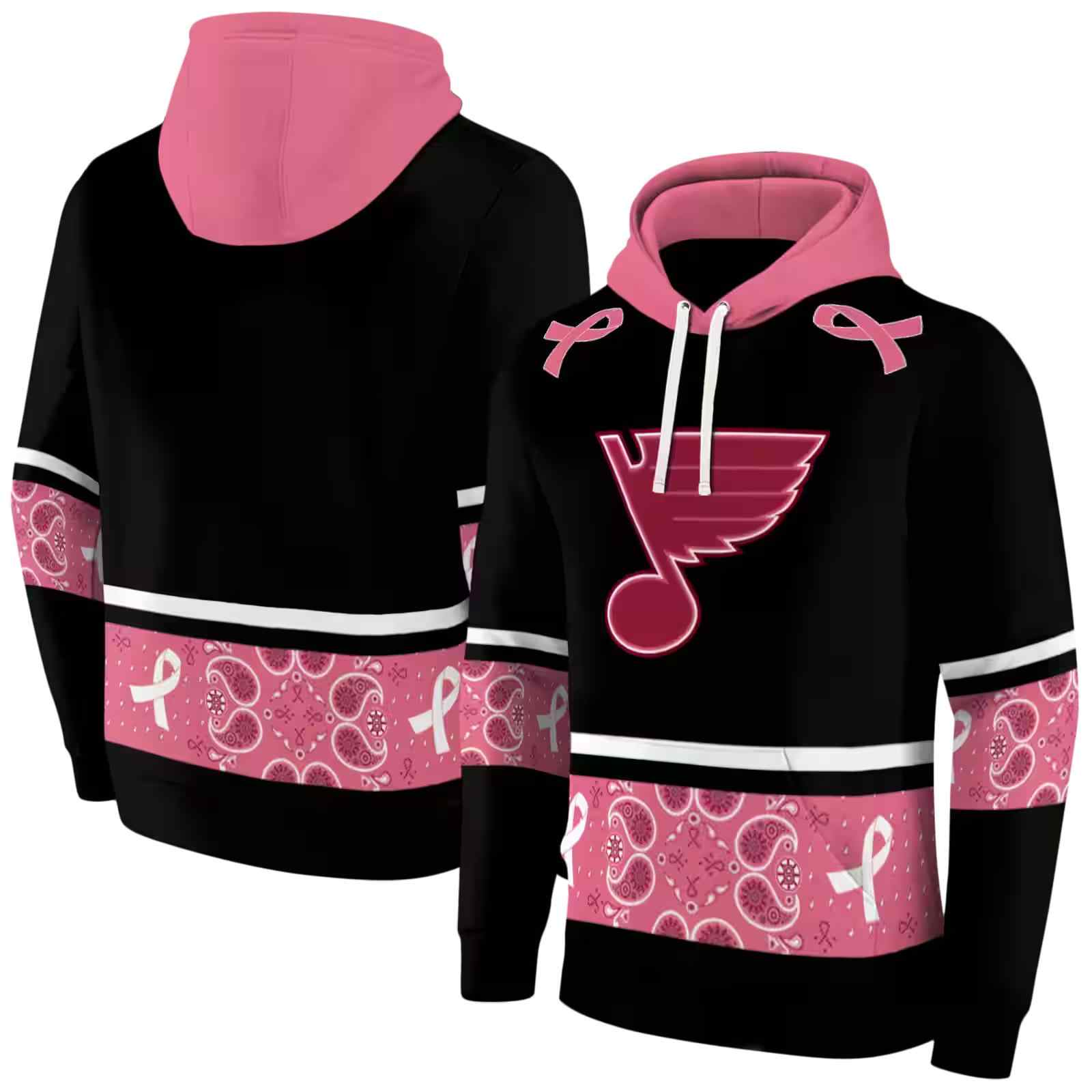 st louis blues awareness ribbon black pink hoodie fashion forward