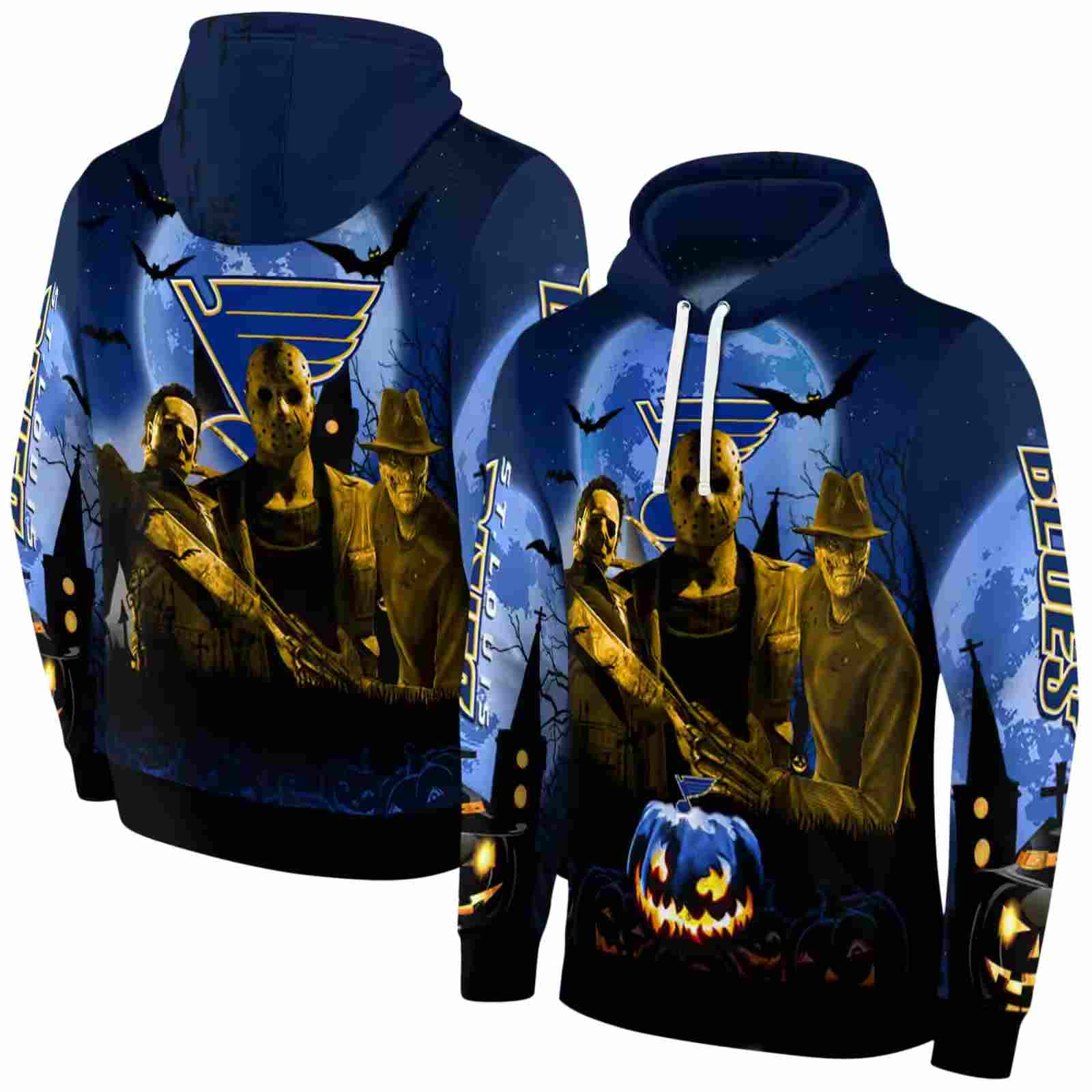 st louis blues halloween vibes blue black hoodie fashion forward