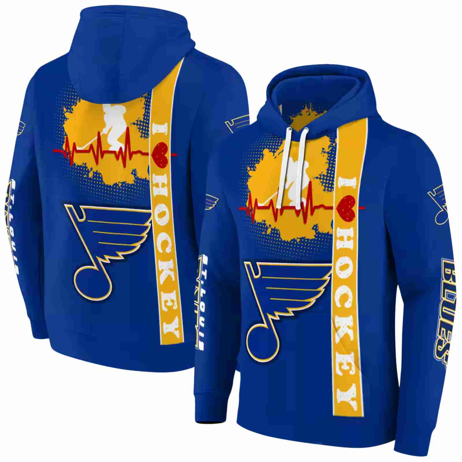 st louis blues hockey heartbeat blue hoodie fashion forward