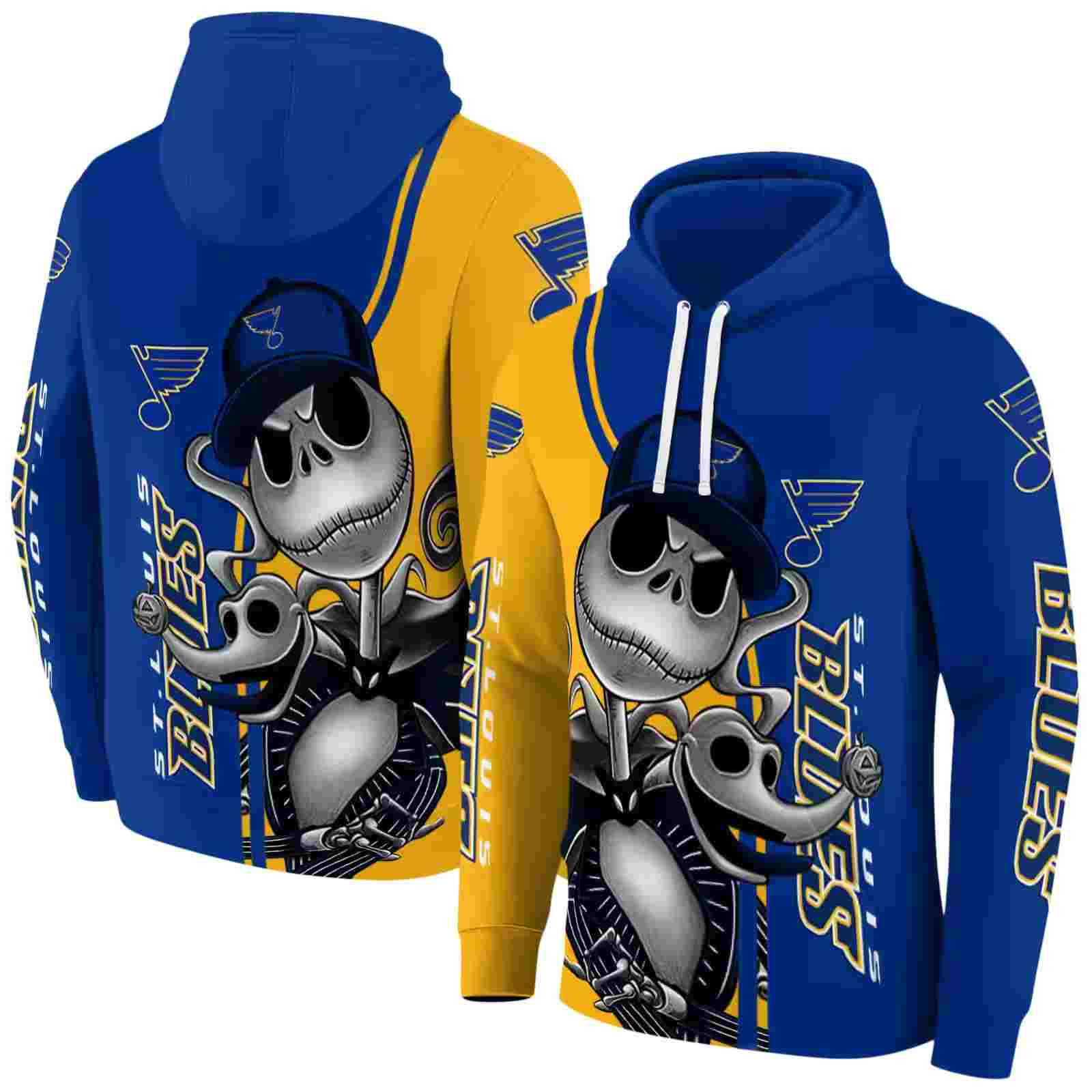 st louis blues jack skellington blue hoodie fashion forward