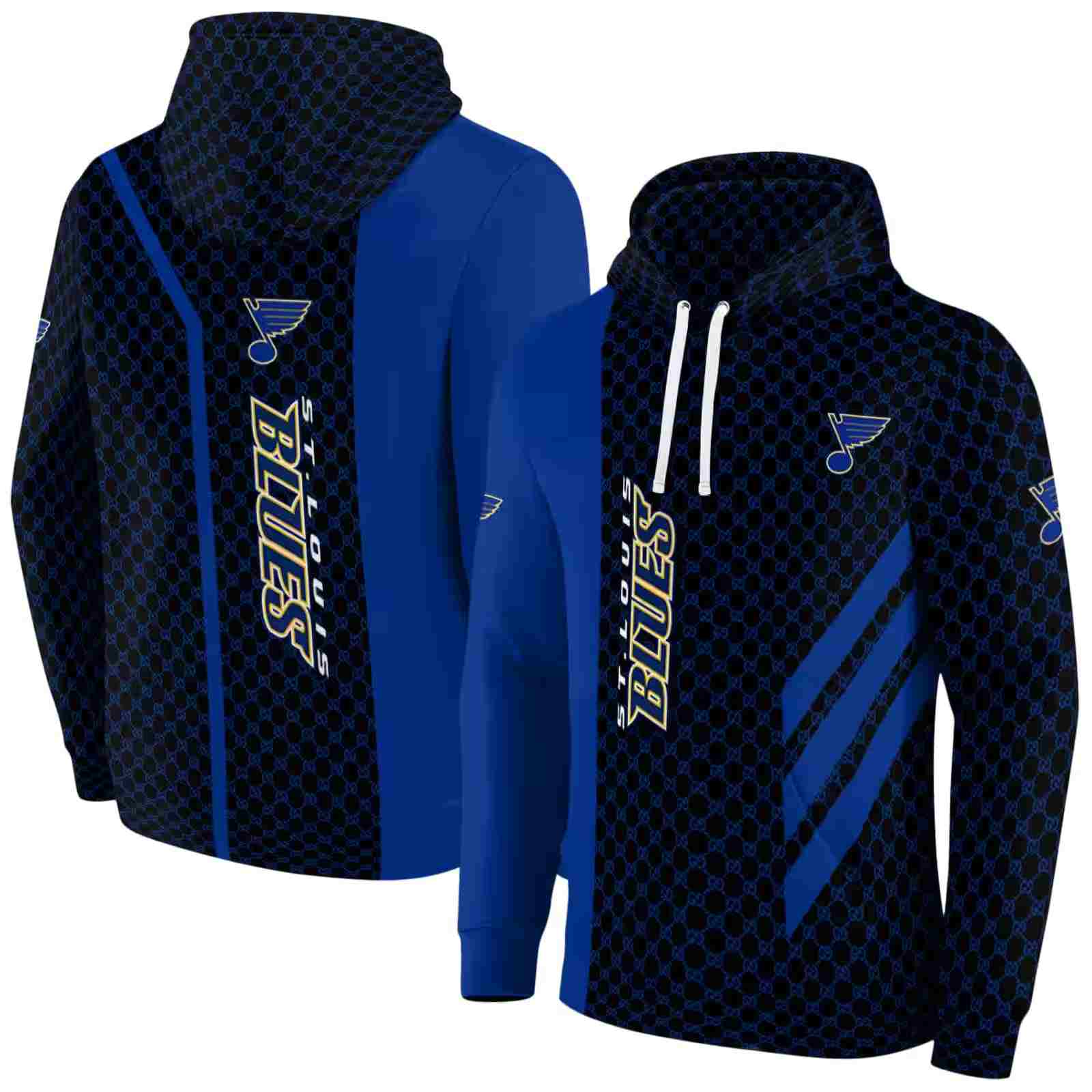 st louis blues monogram pattern blue hoodie fashion forward