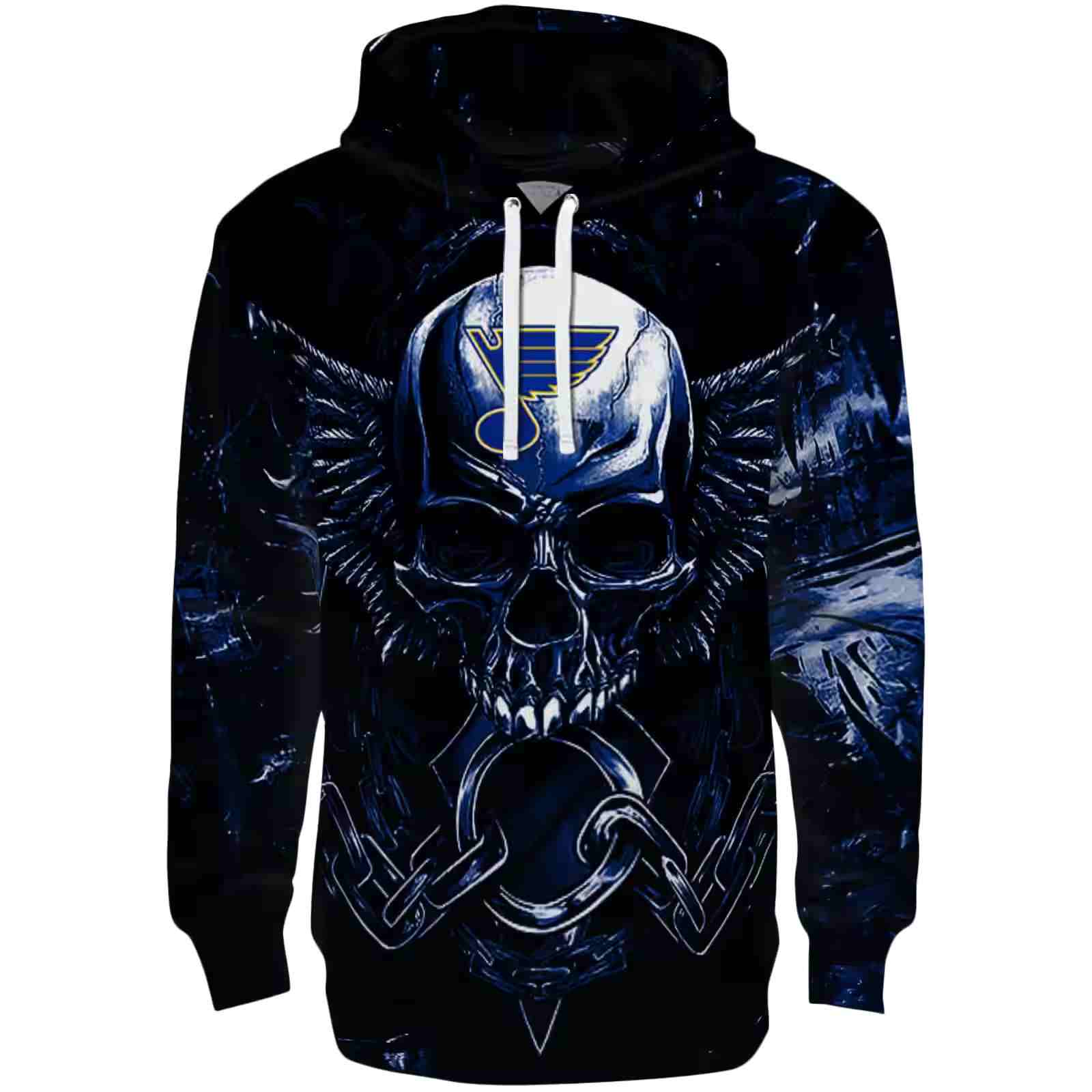 St. Louis Blues Skull Artwork Blue Black Hoodie