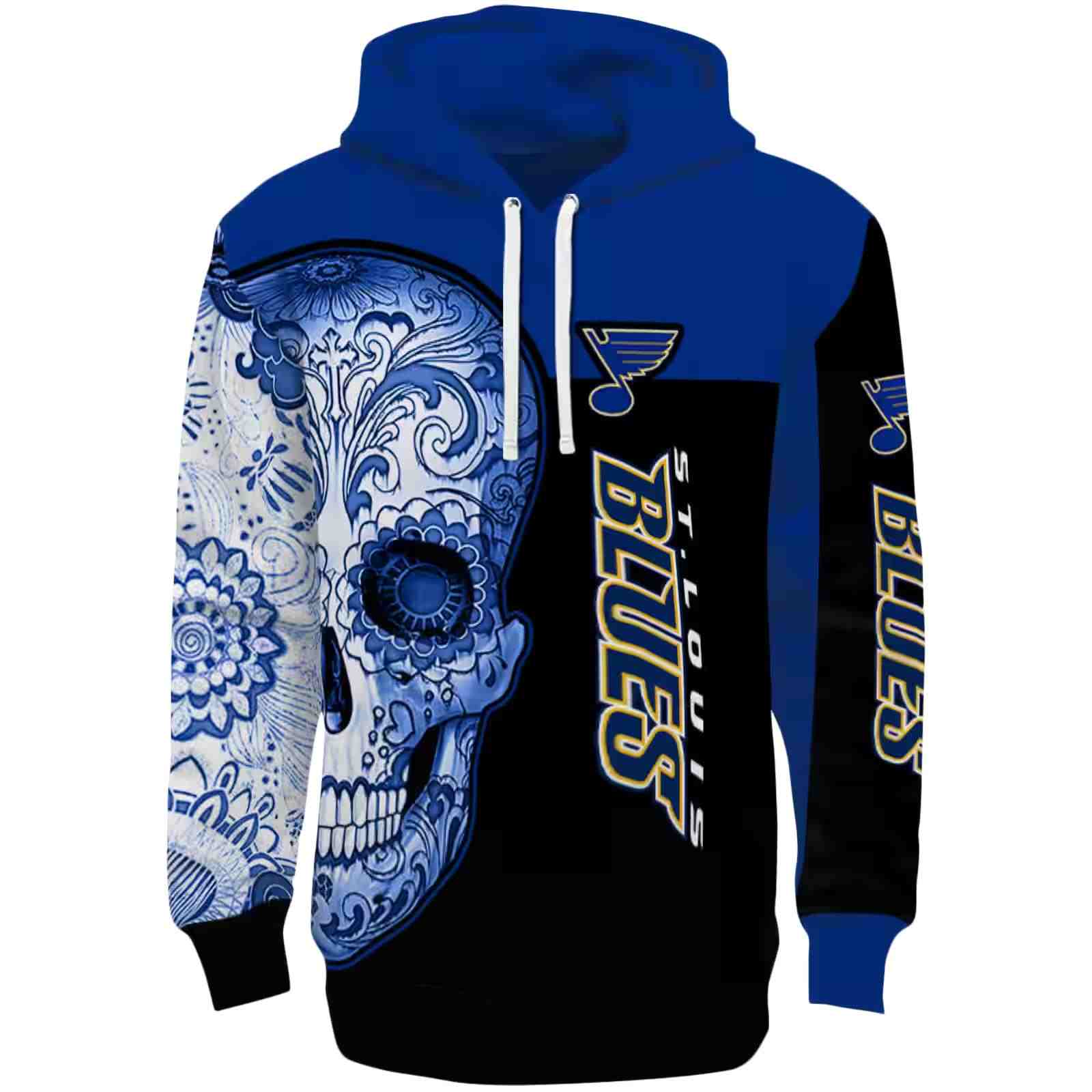 St. Louis Blues Sugar Skull Blue Black Hoodie