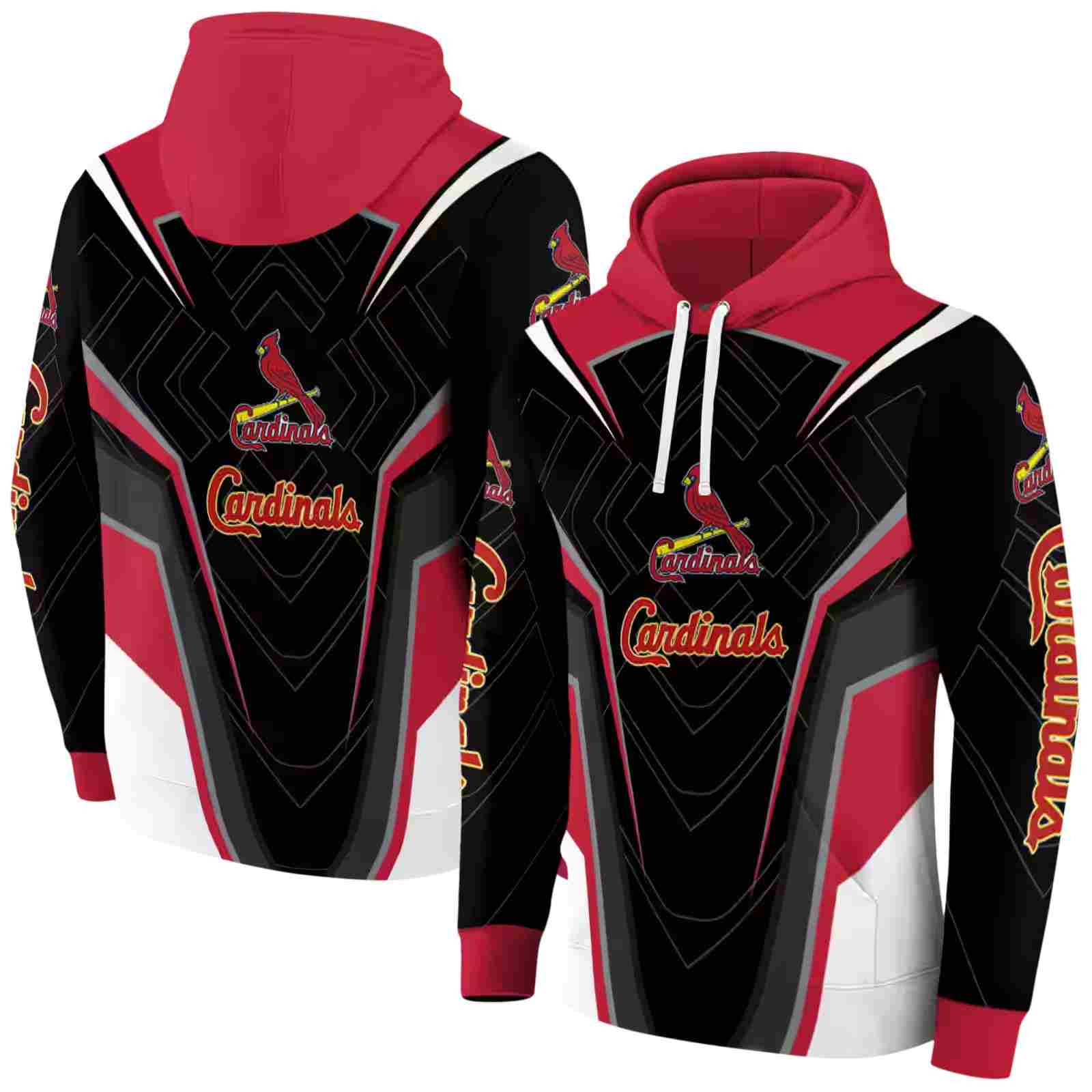 st louis cardinals futuristic pattern red black hoodie fashion forward