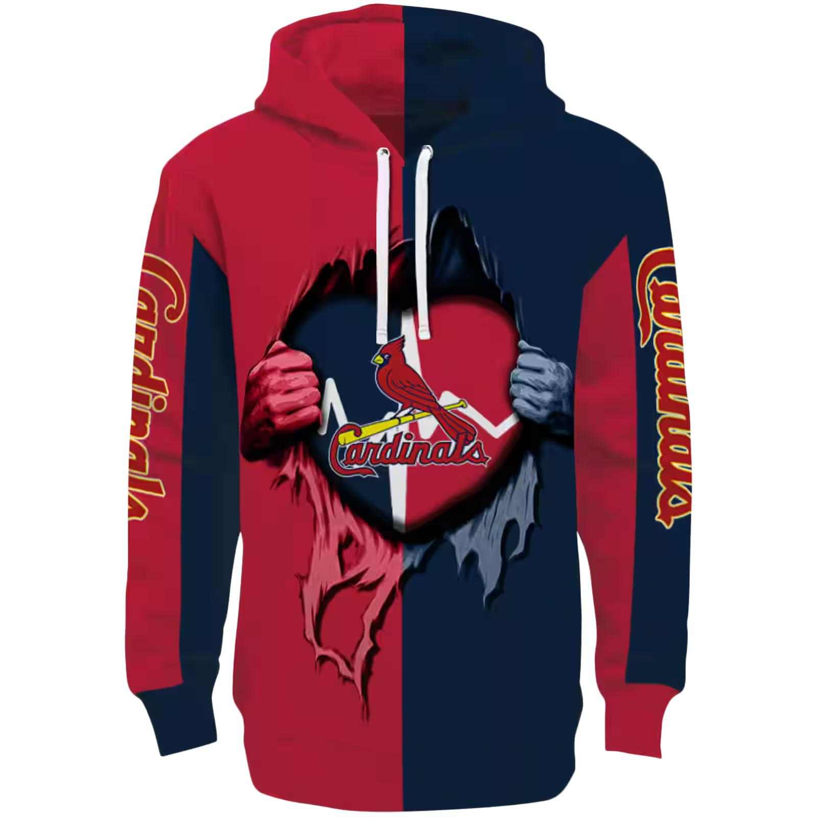 St. Louis Cardinals Heartbeat Graphic Red Hoodie