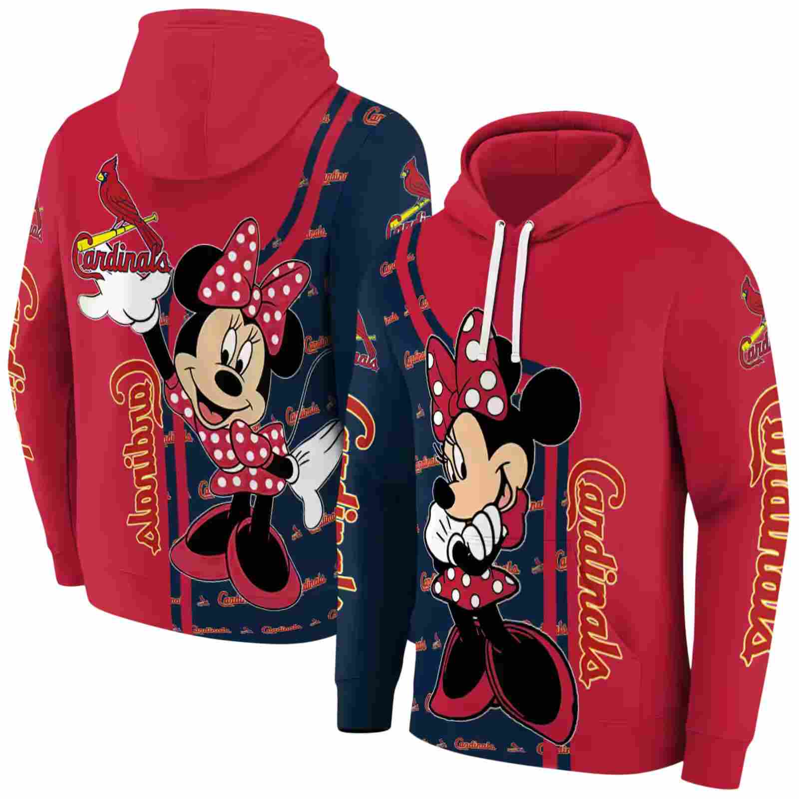 st louis cardinals minnie mouse red hoodie fashion forward