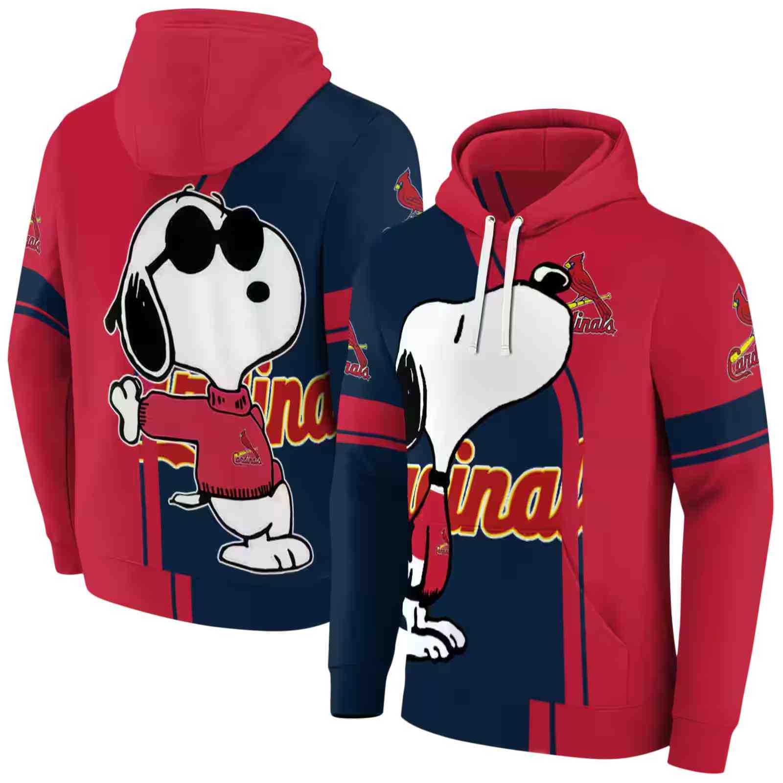 st louis cardinals playful snoopy red hoodie fashion forward