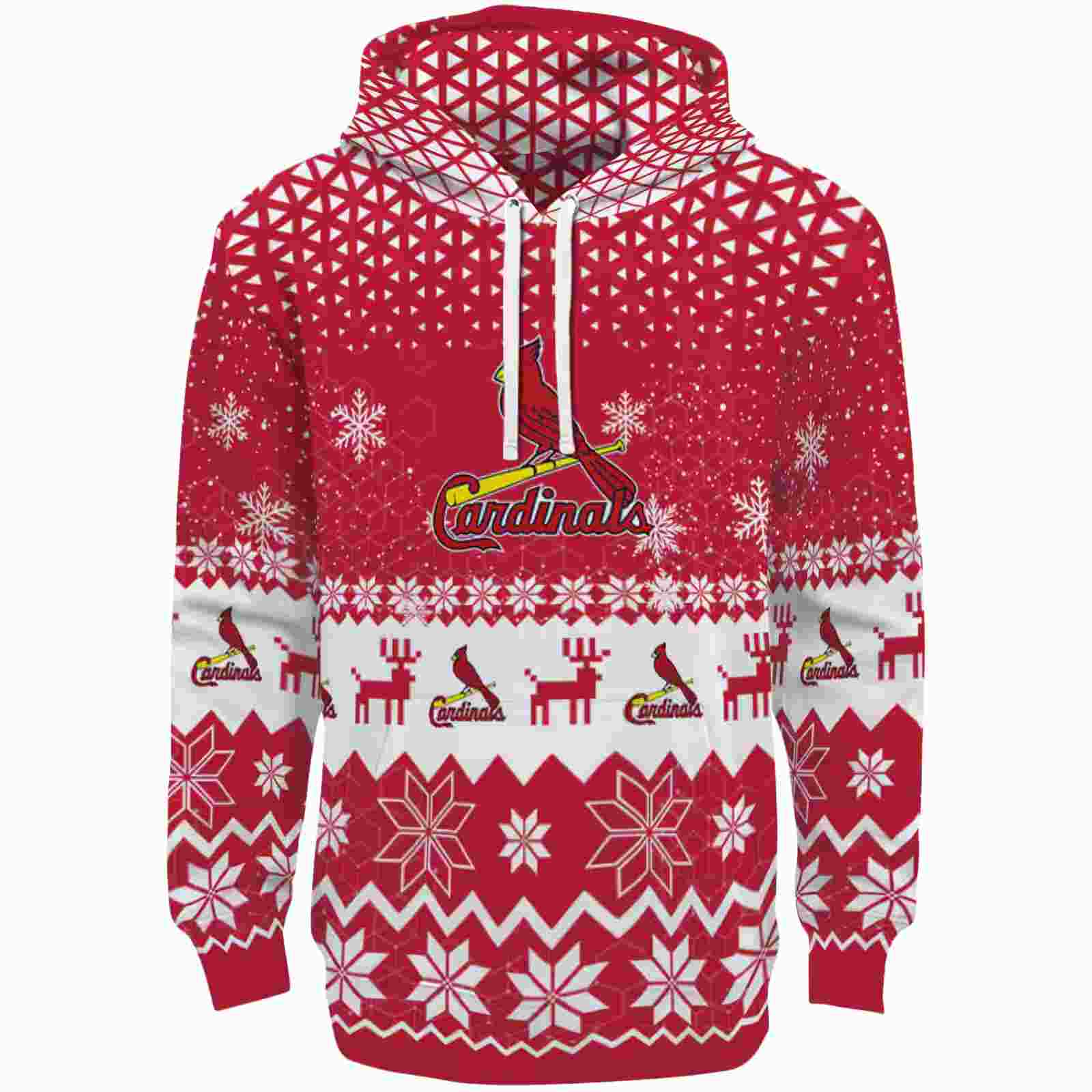 St. Louis Cardinals Reindeer Motif Red Hoodie