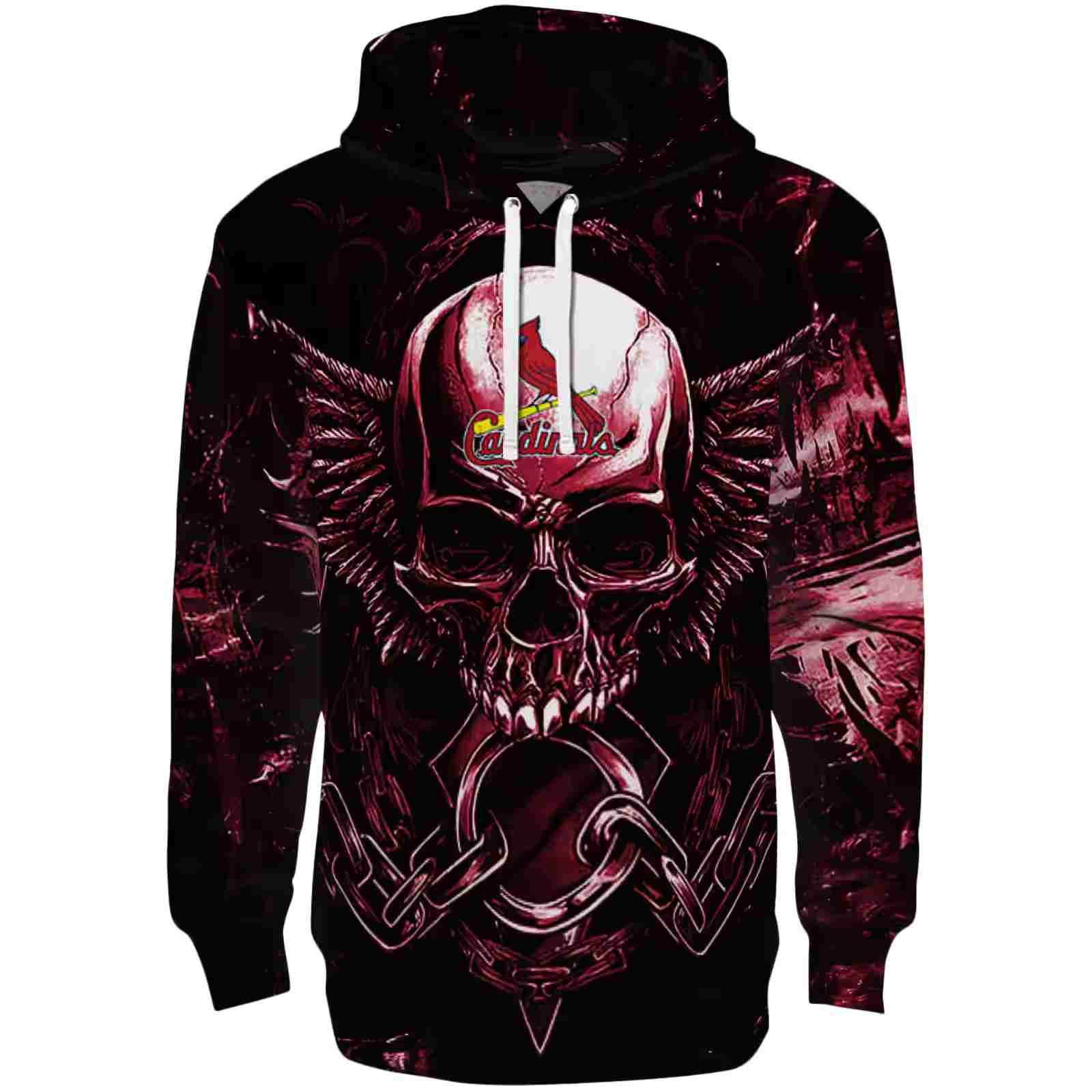 St. Louis Cardinals Skull Artwork Red Black Hoodie