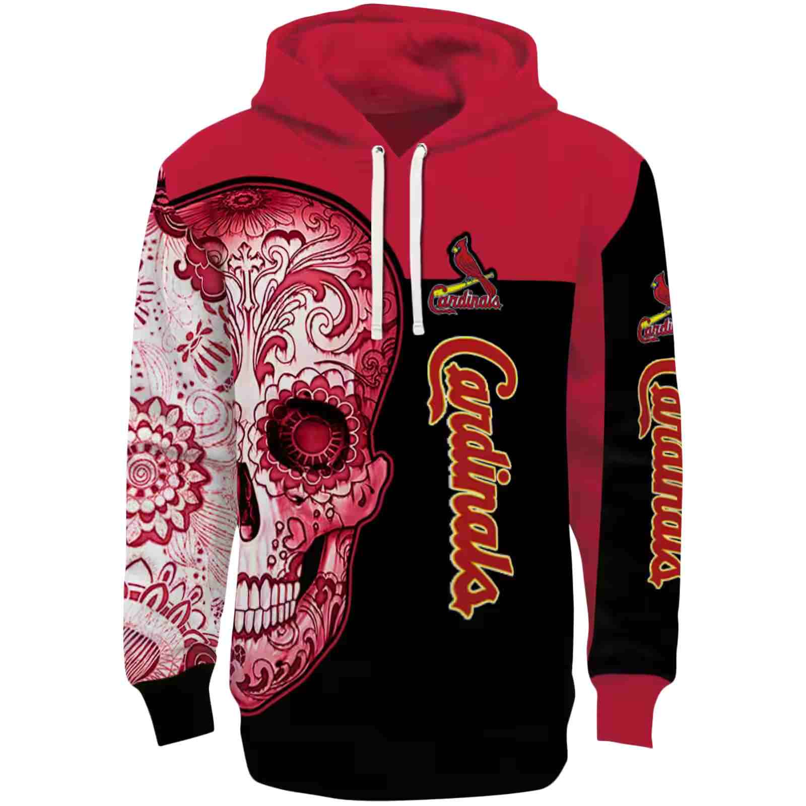 St. Louis Cardinals Sugar Skull Red Black Hoodie