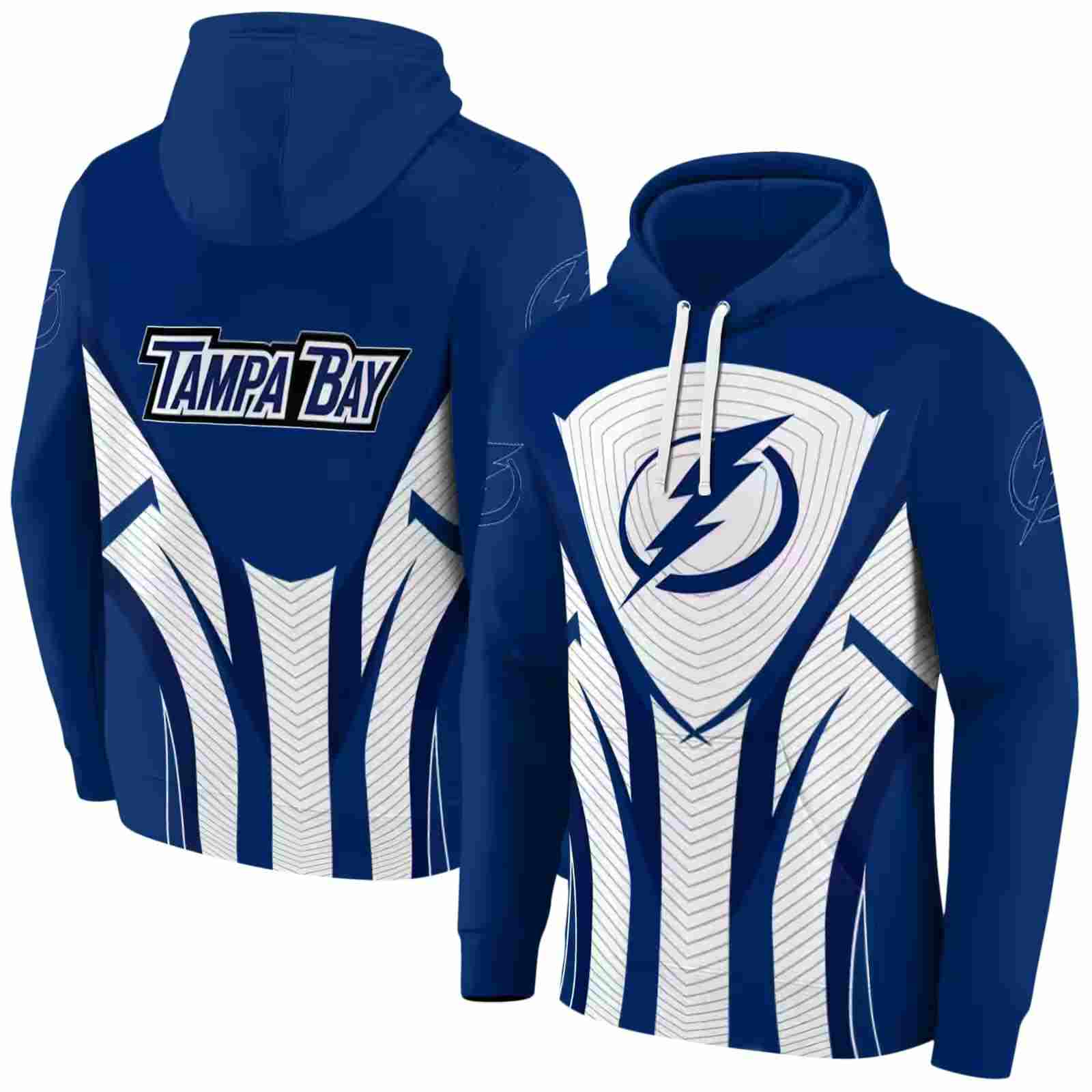 tampa bay lightning concentric lines blue black hoodie fashion forward