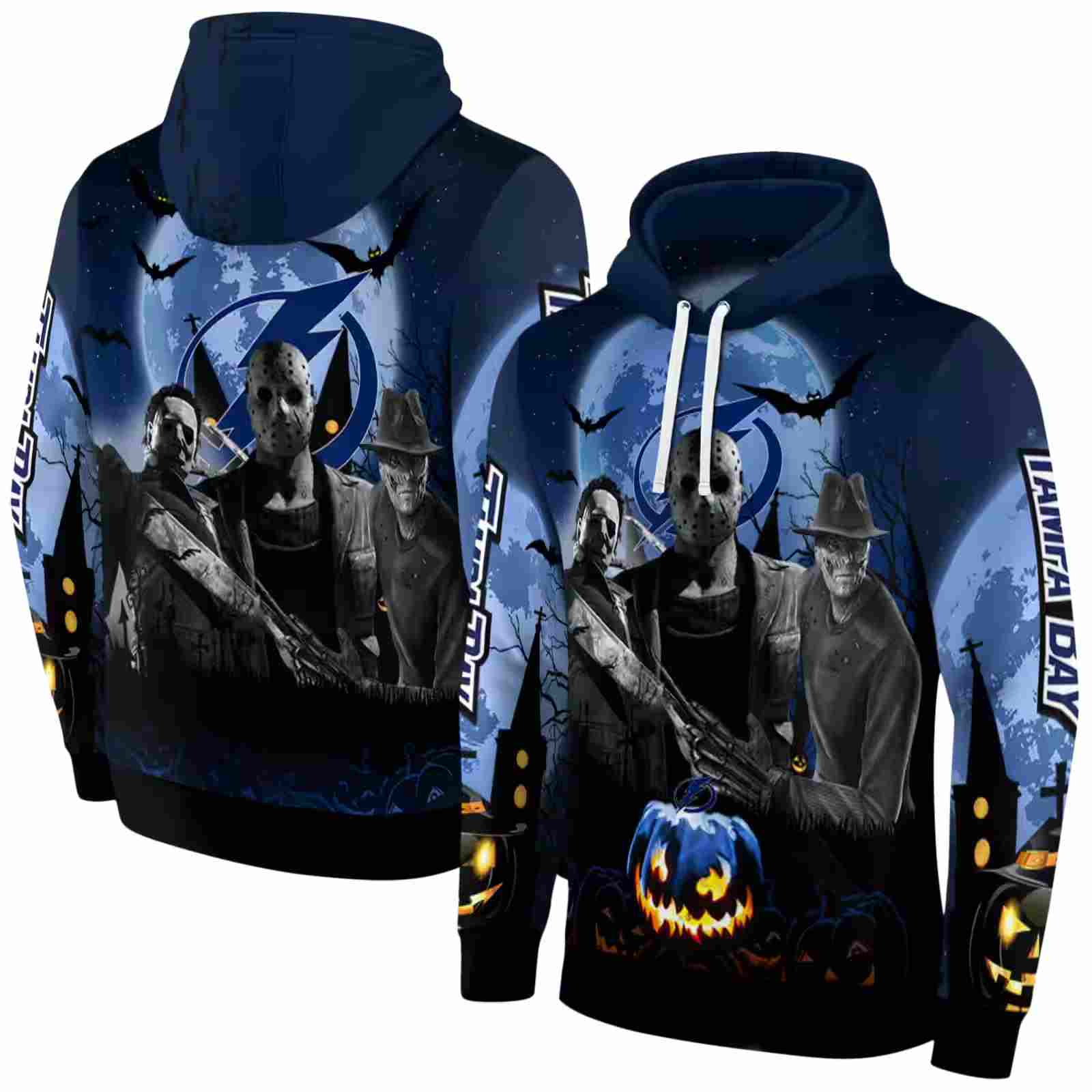 tampa bay lightning halloween vibes blue black hoodie fashion forward