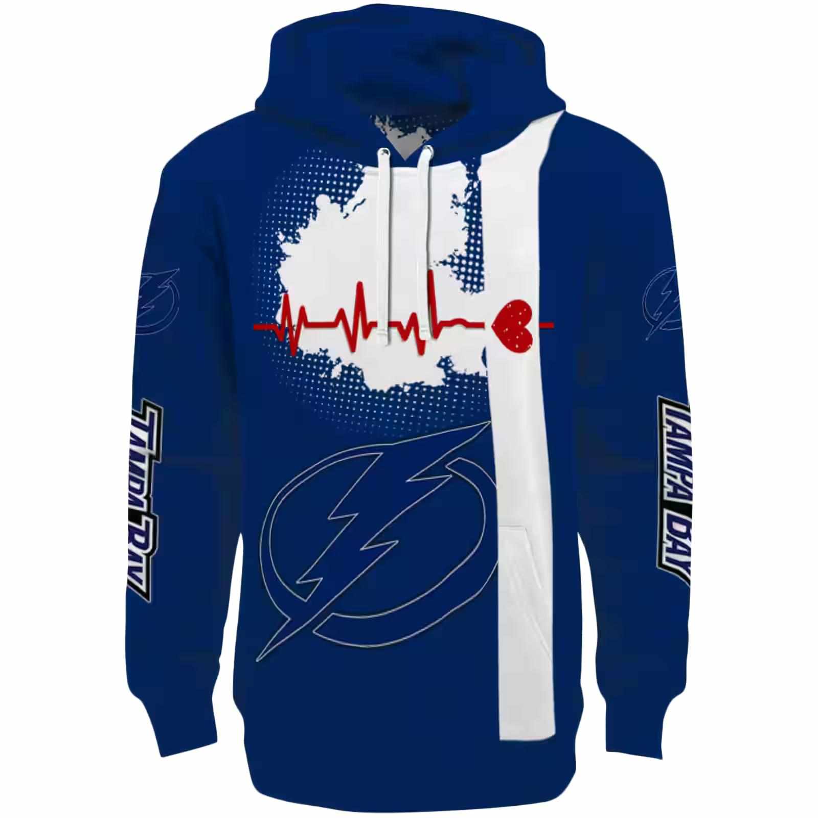 Tampa Bay Lightning Hockey Heartbeat Blue Hoodie