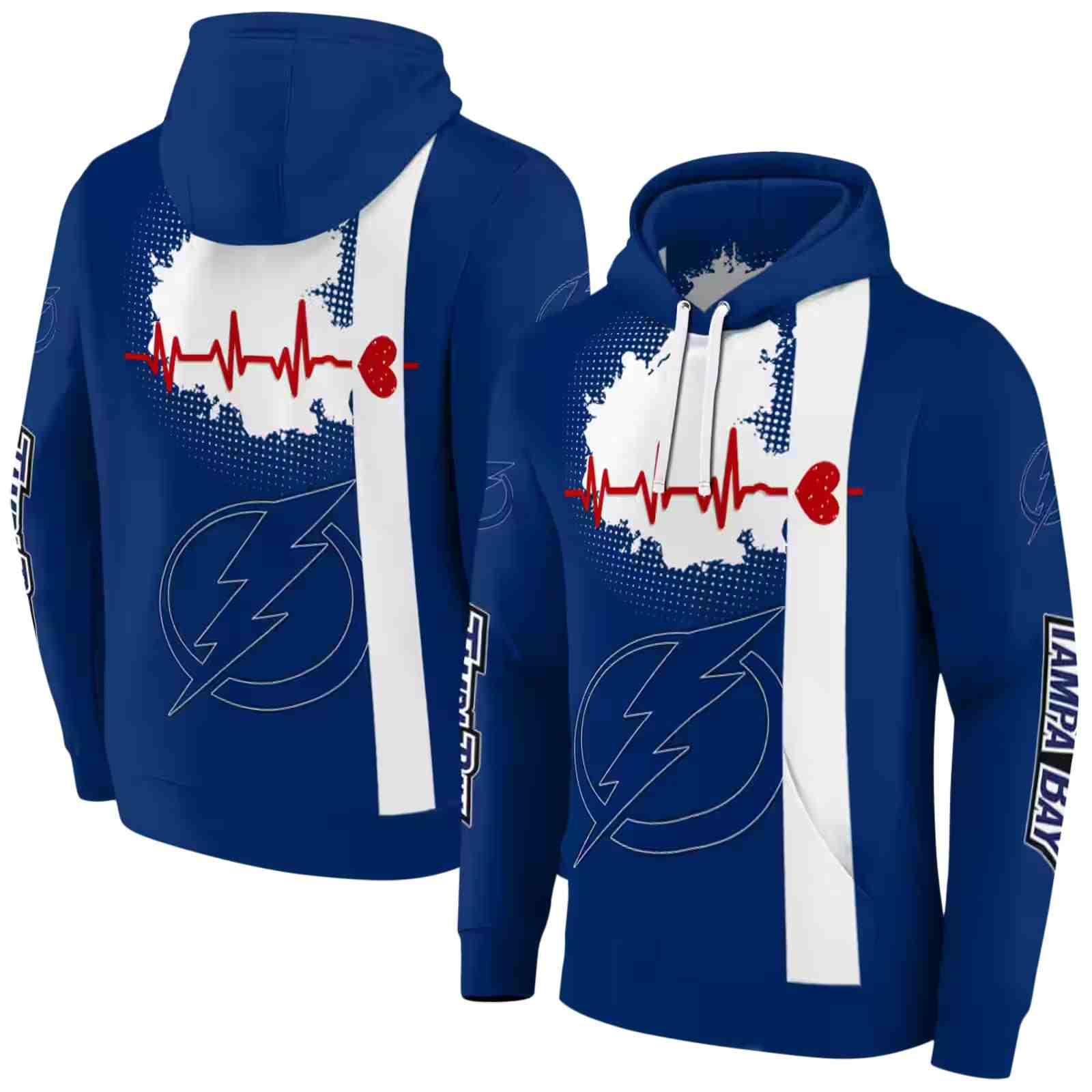 tampa bay lightning hockey heartbeat blue hoodie fashion forward