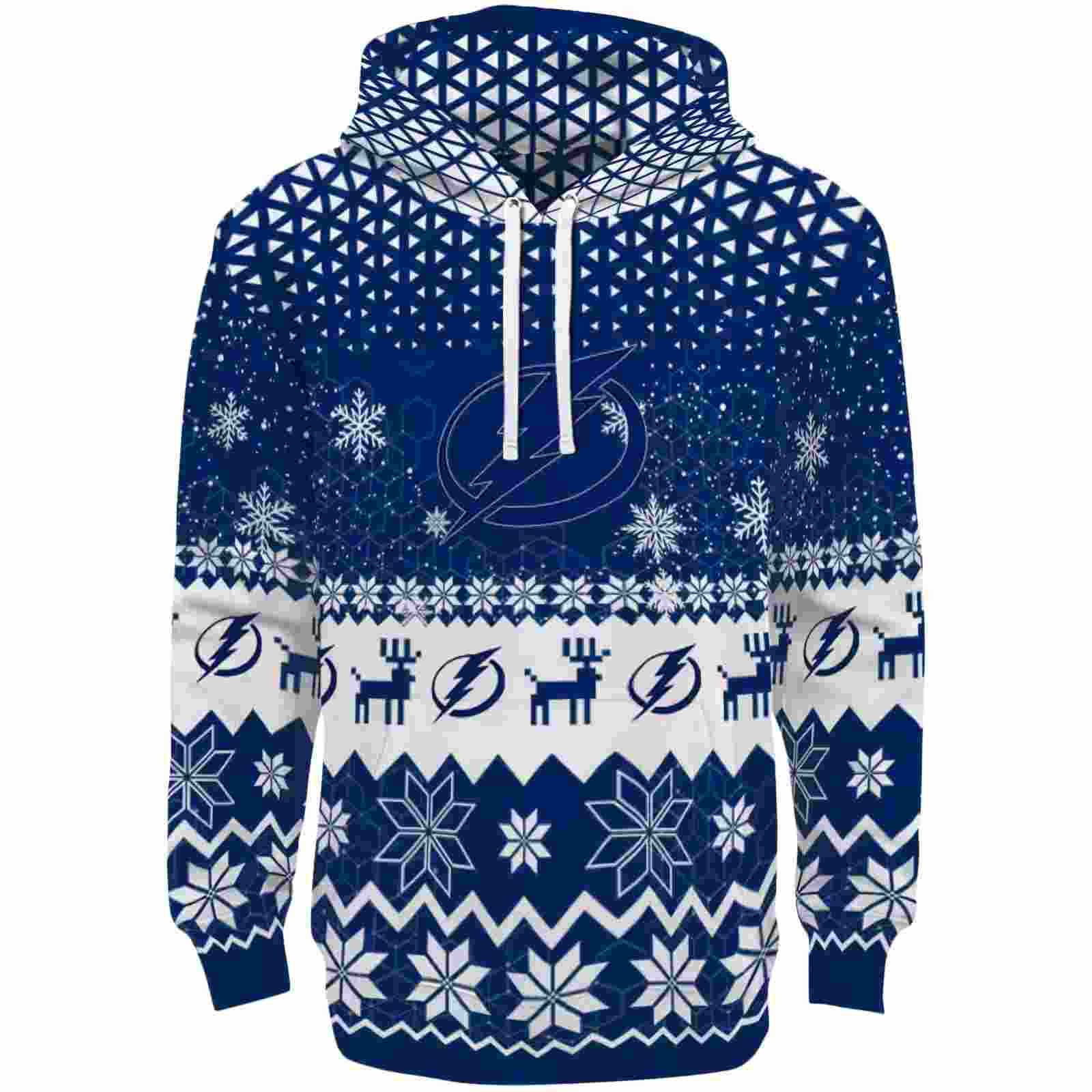 Tampa Bay Lightning Reindeer Motif Blue Hoodie