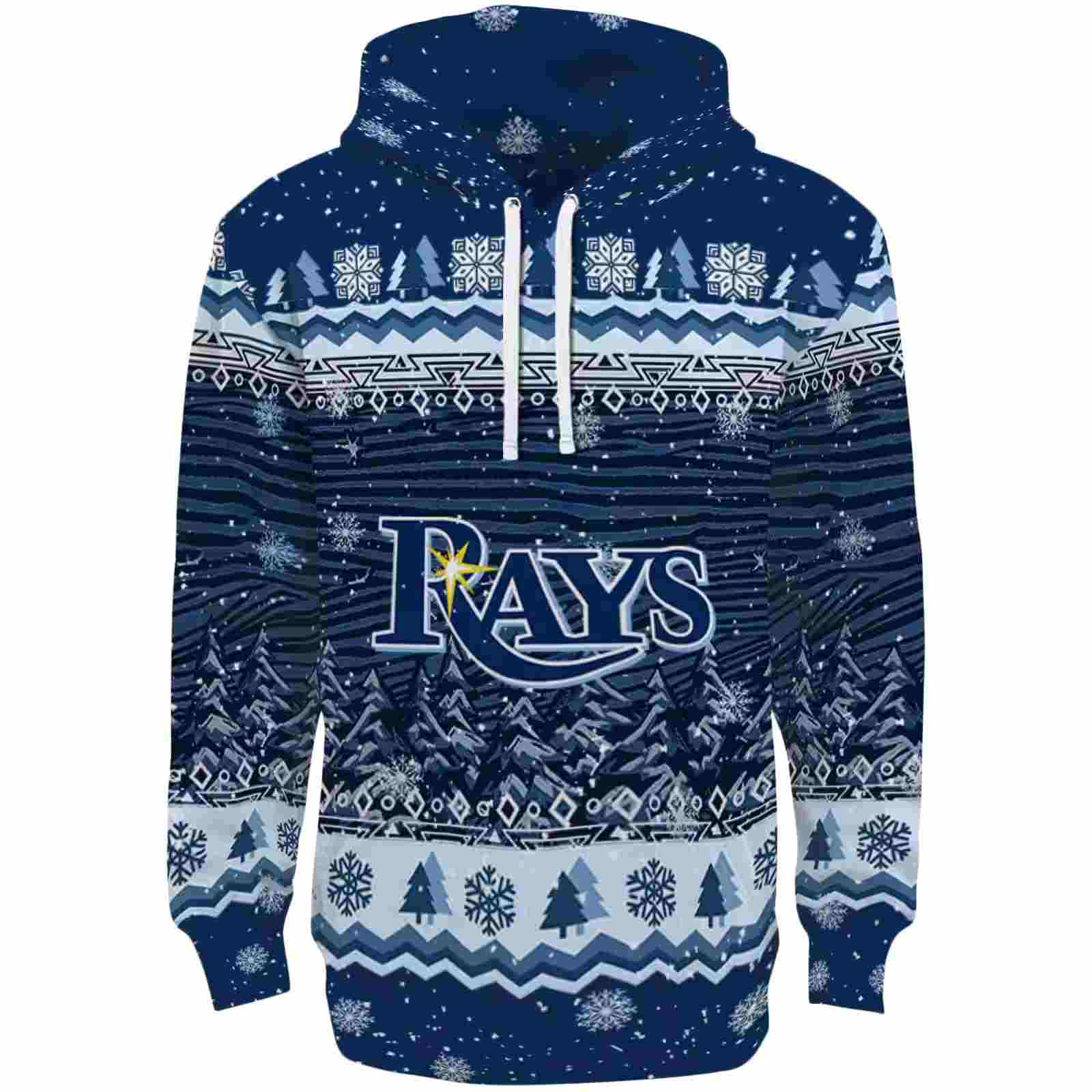 Tampa Bay Rays Christmas Trees Navy Hoodie