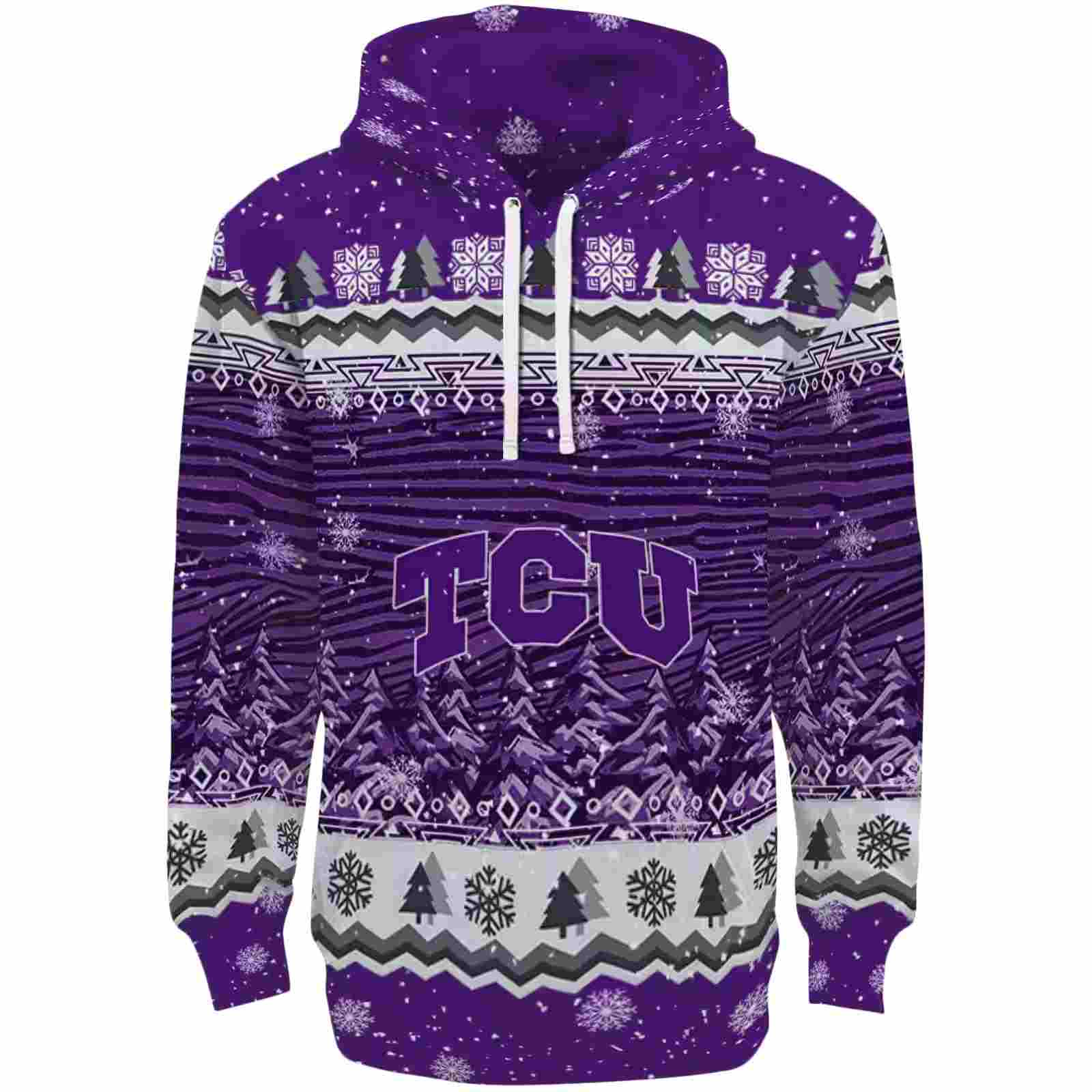 TCU Horned Frogs Christmas Trees Purple Hoodie