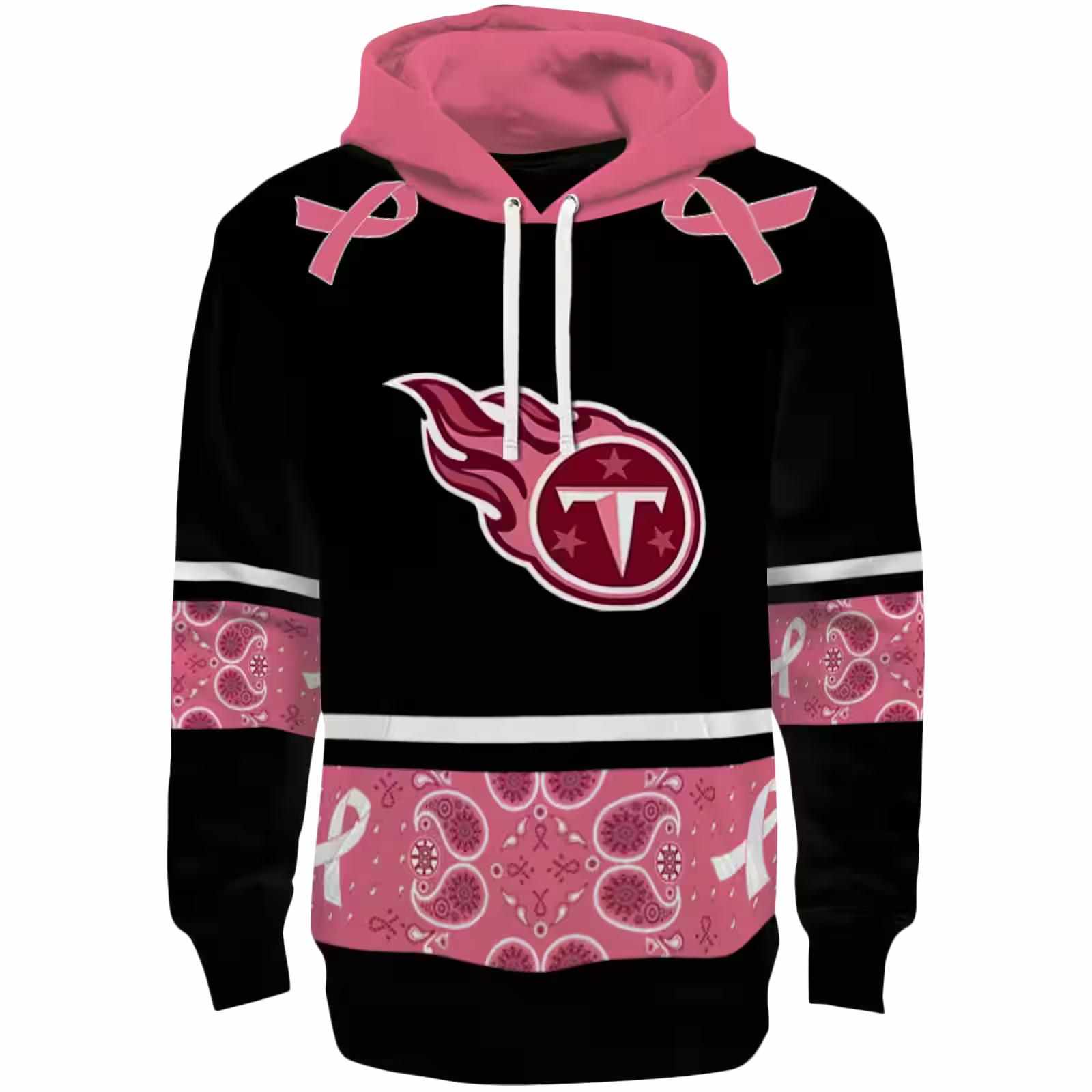 Tennessee Titans Awareness Ribbon Black Pink Hoodie