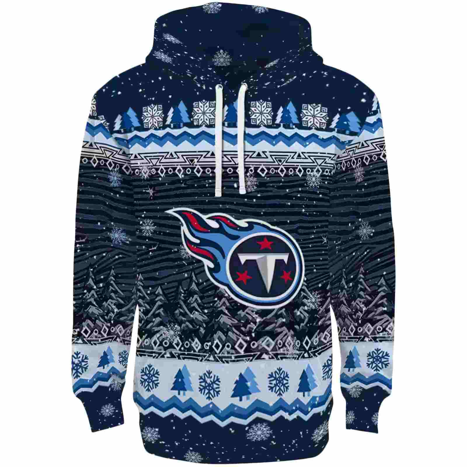 Tennessee Titans Christmas Trees Navy Hoodie