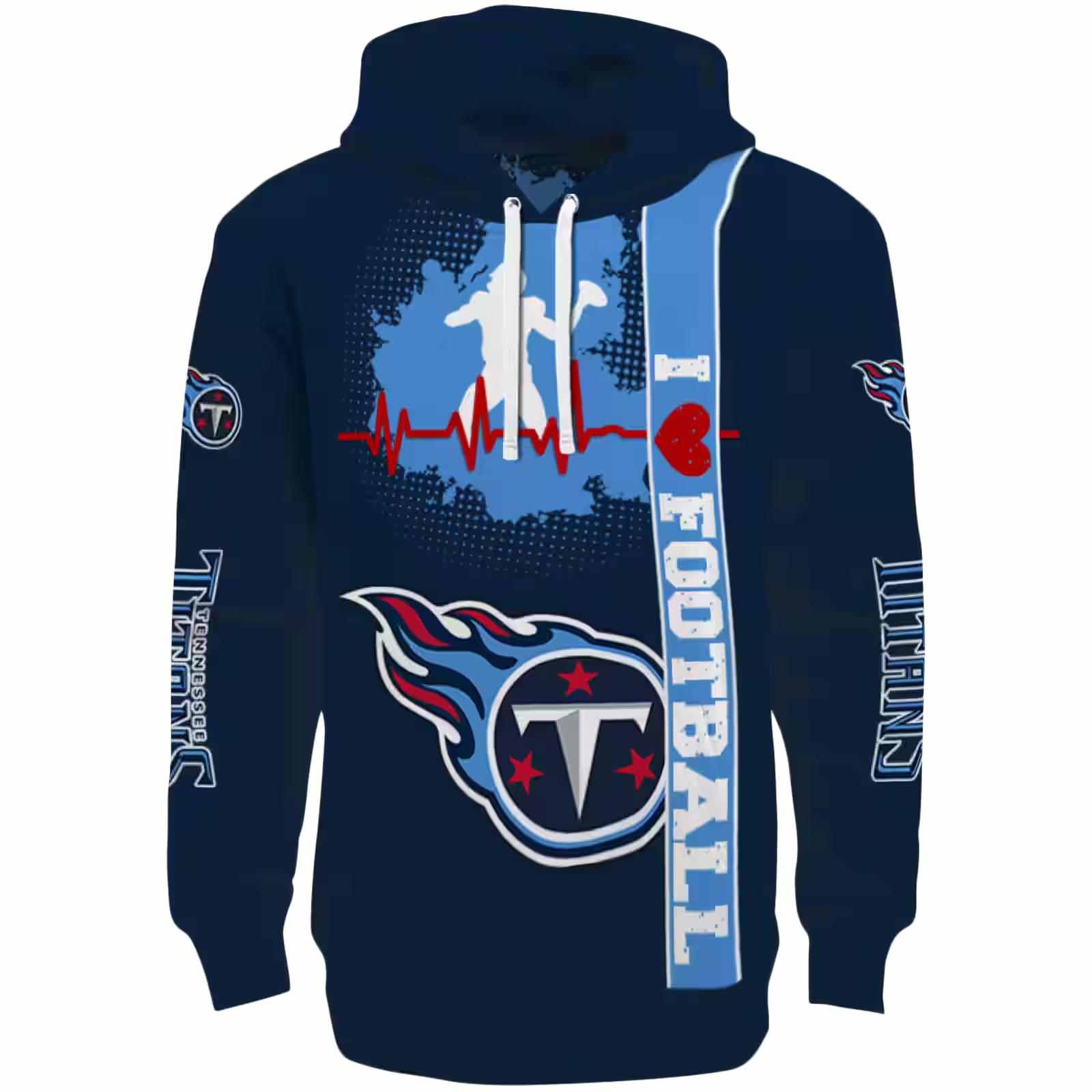 Tennessee Titans Football Heartbeat Navy Hoodie