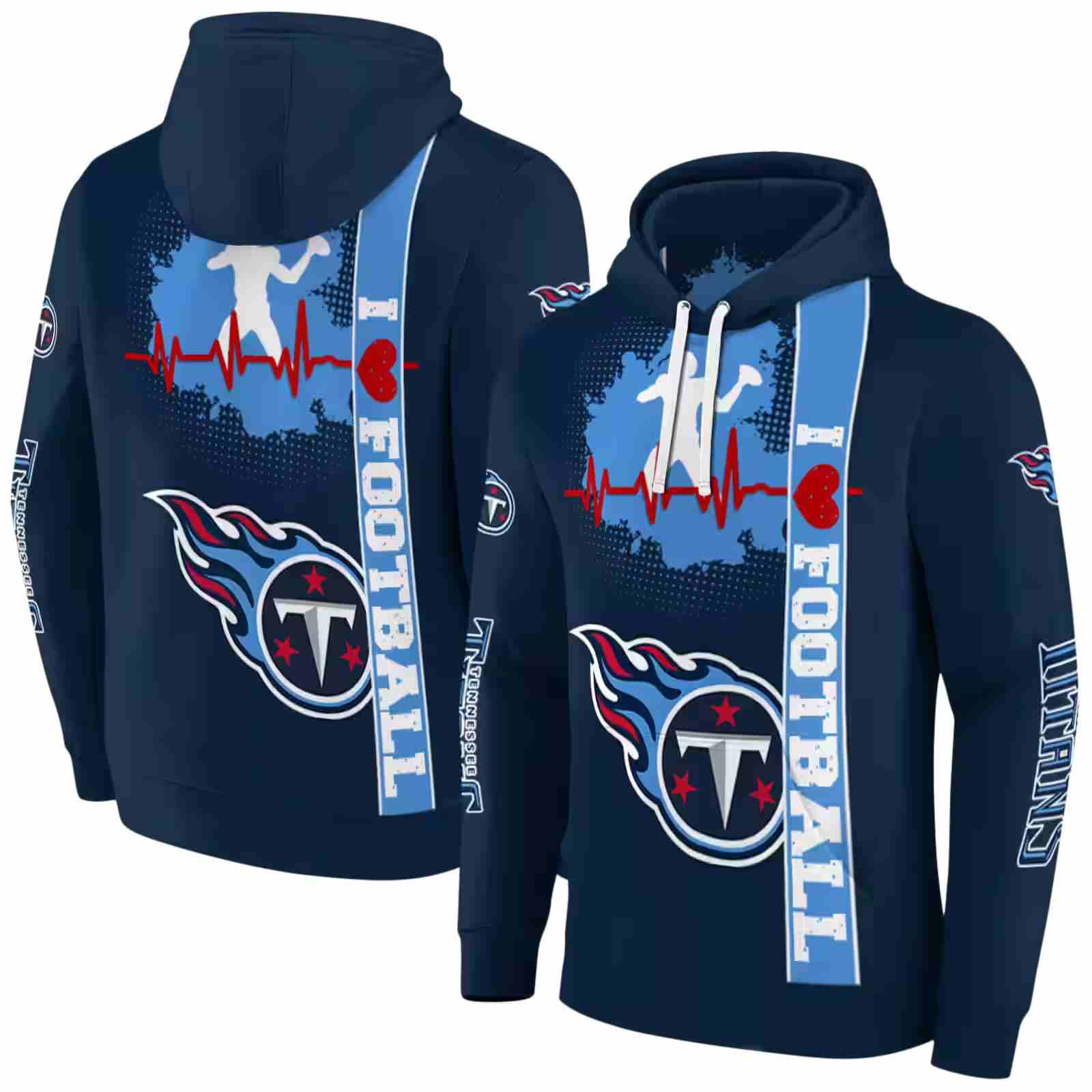 tennessee titans football heartbeat navy hoodie fashion forward