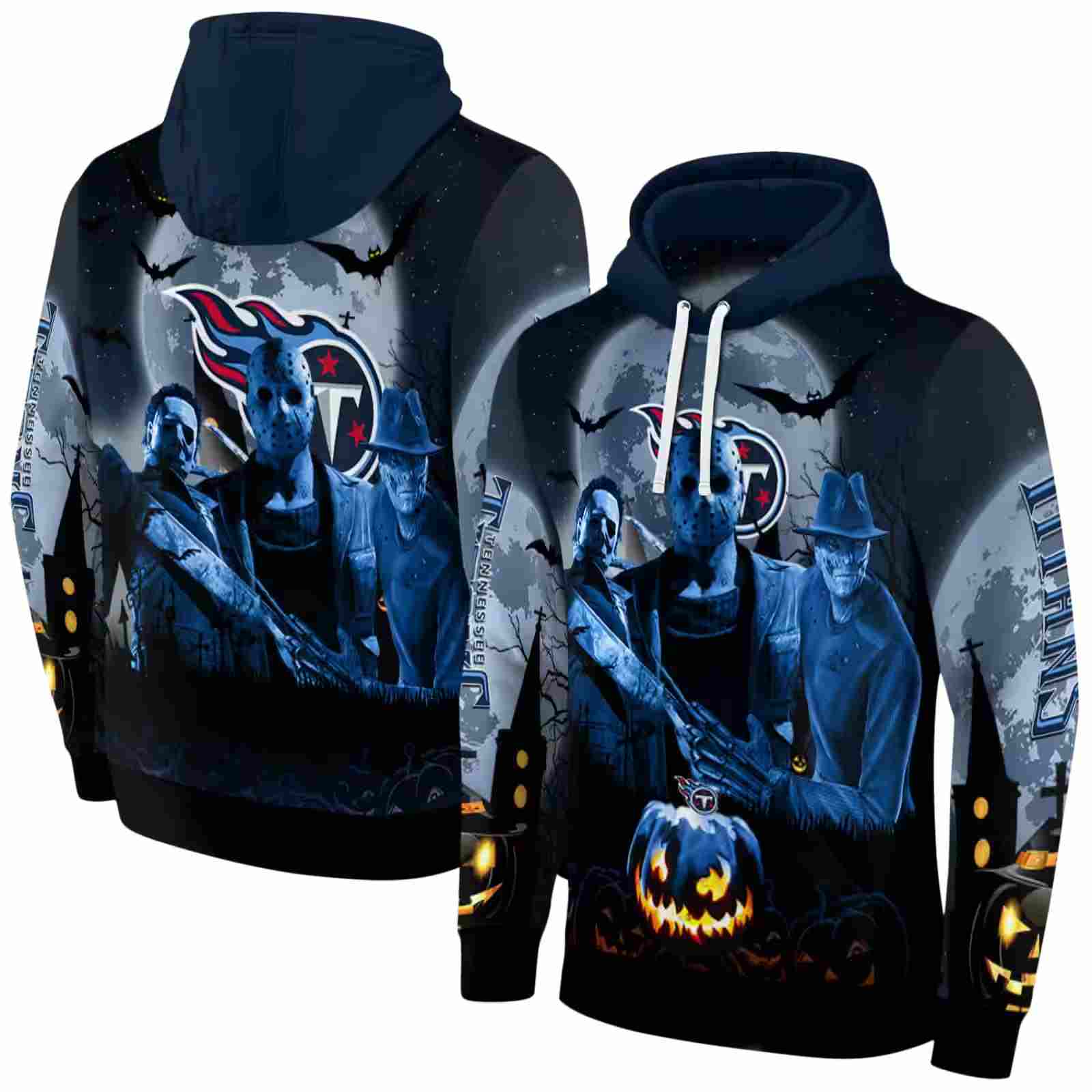 tennessee titans halloween vibes navy black hoodie fashion forward