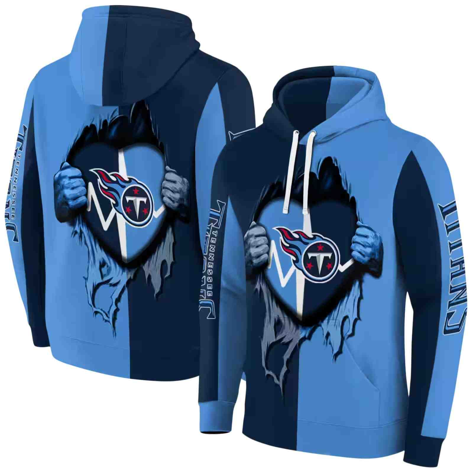 tennessee titans heartbeat graphic navy hoodie fashion forward