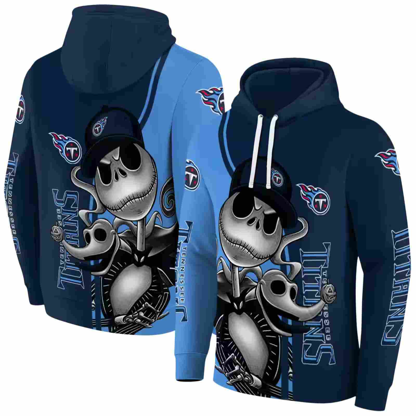 tennessee titans jack skellington navy hoodie fashion forward