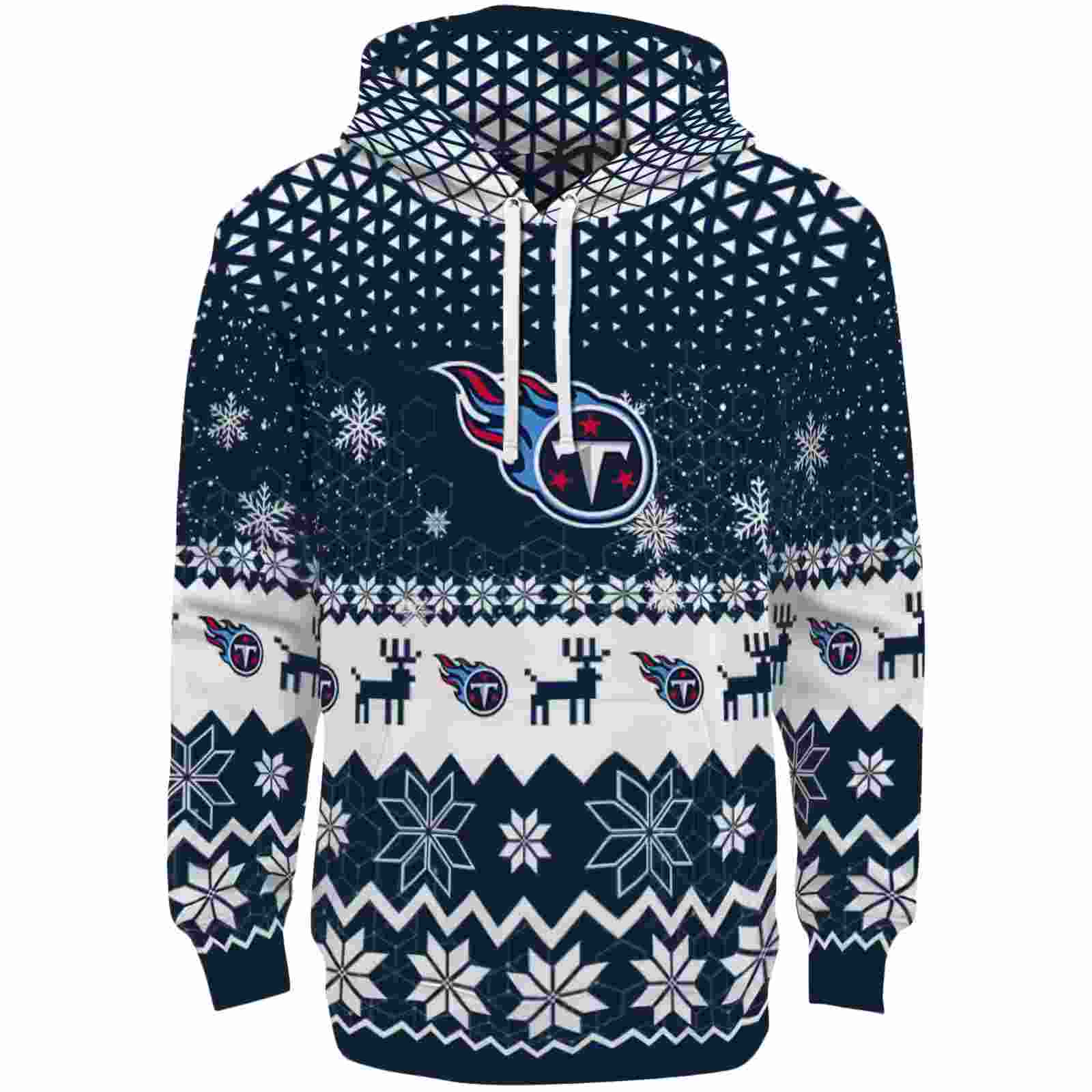 Tennessee Titans Reindeer Motif Navy Hoodie