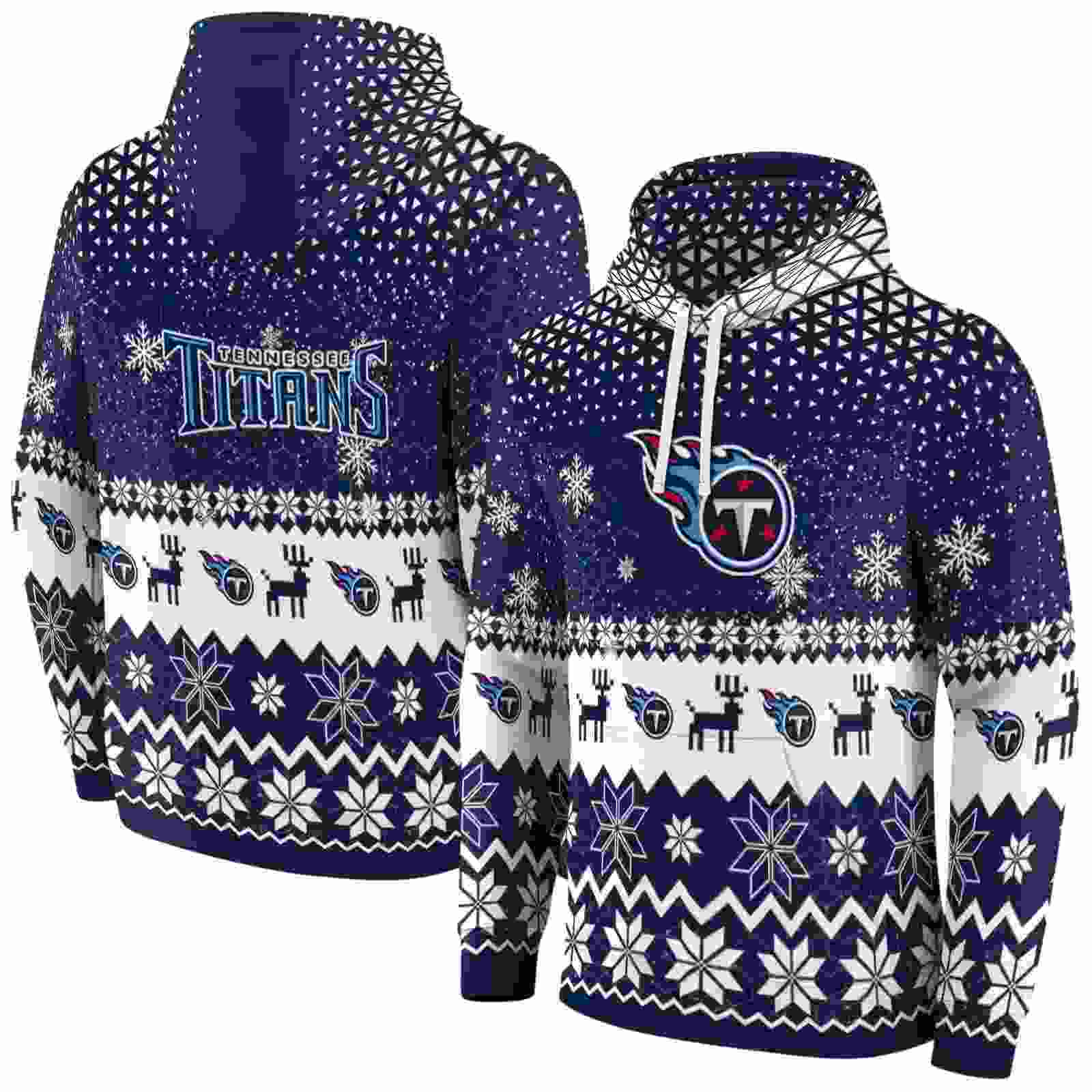 tennessee titans reindeer motif navy hoodie fashion forward