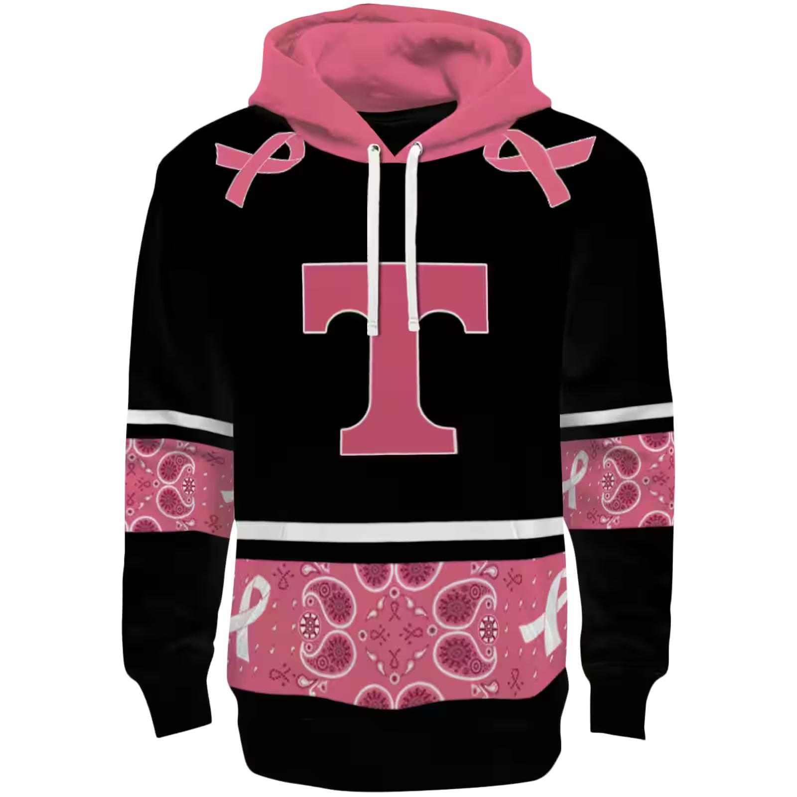 Tennessee Volunteers Awareness Ribbon Black Pink Hoodie